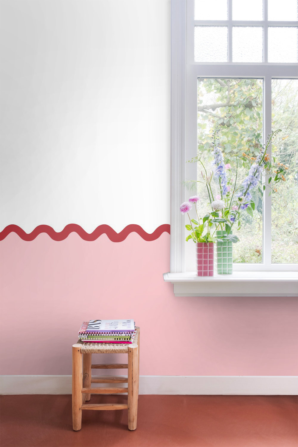 Wellenbogen Wandbild rosa rot 250 x 279 cm 159528