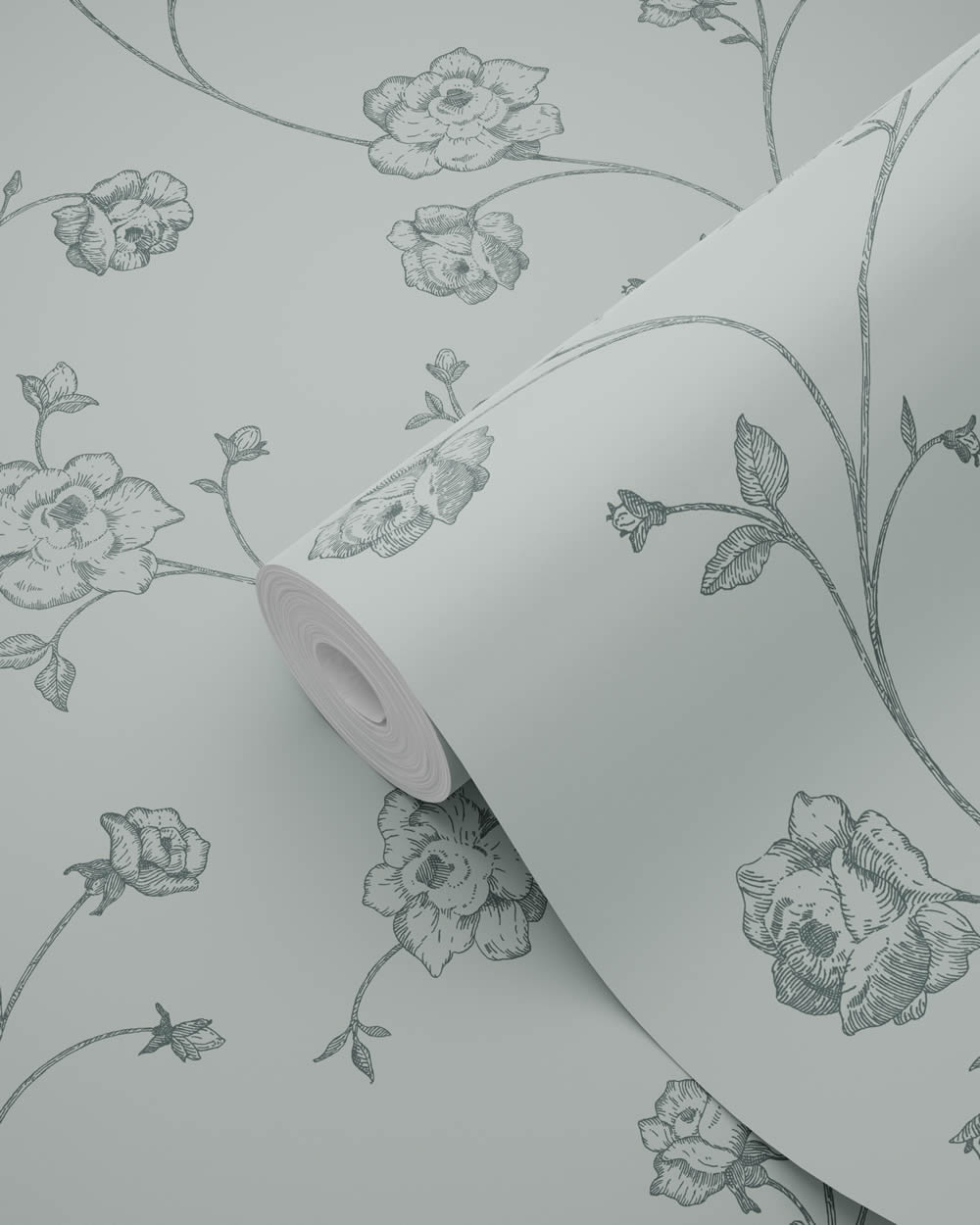 Tapete Landhaus Rosen Blumenranken graugrün Vlies 139314