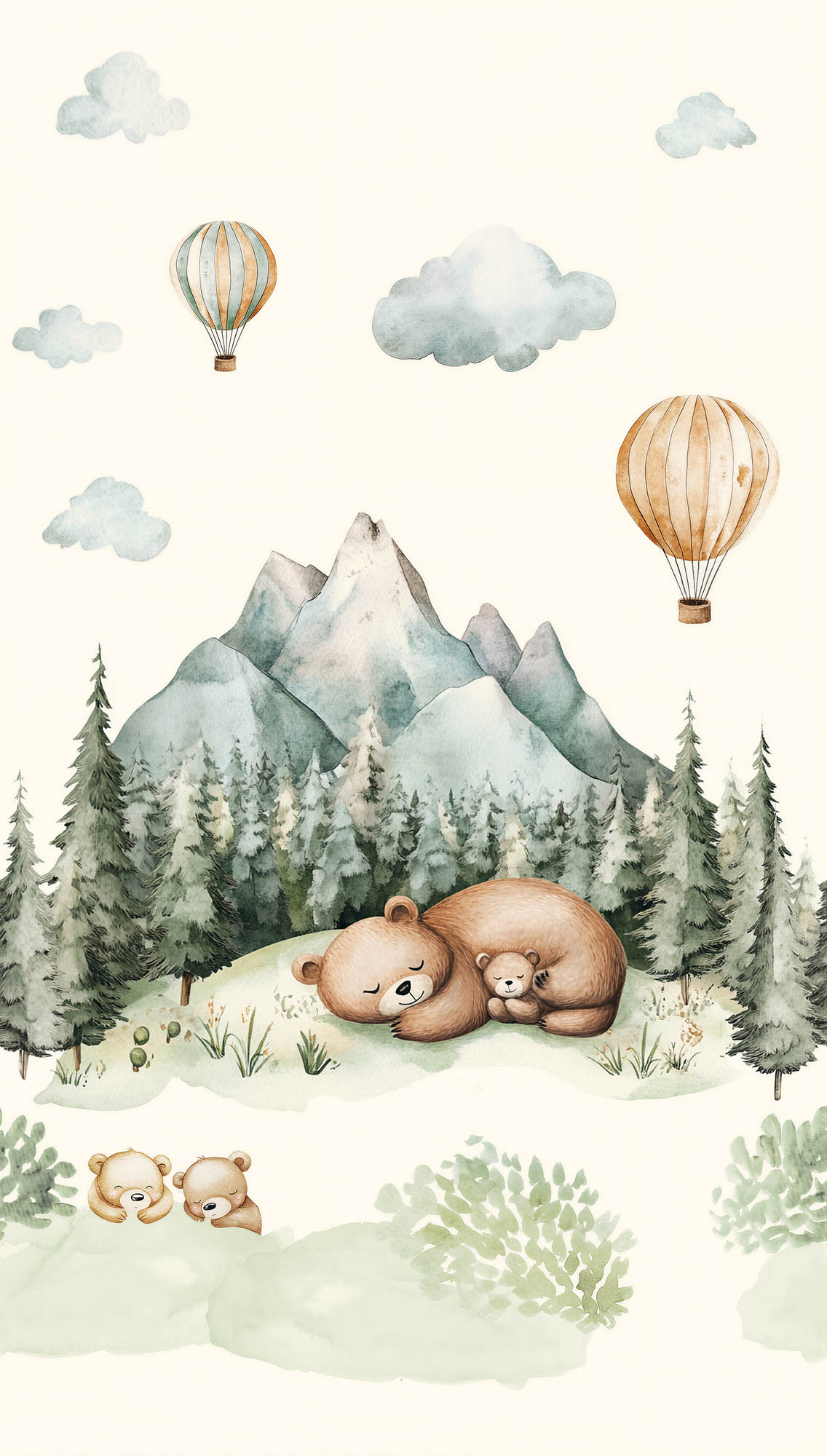 Wandbild Bären Wald Berge skandinavisch 159 x 280 cm 792884