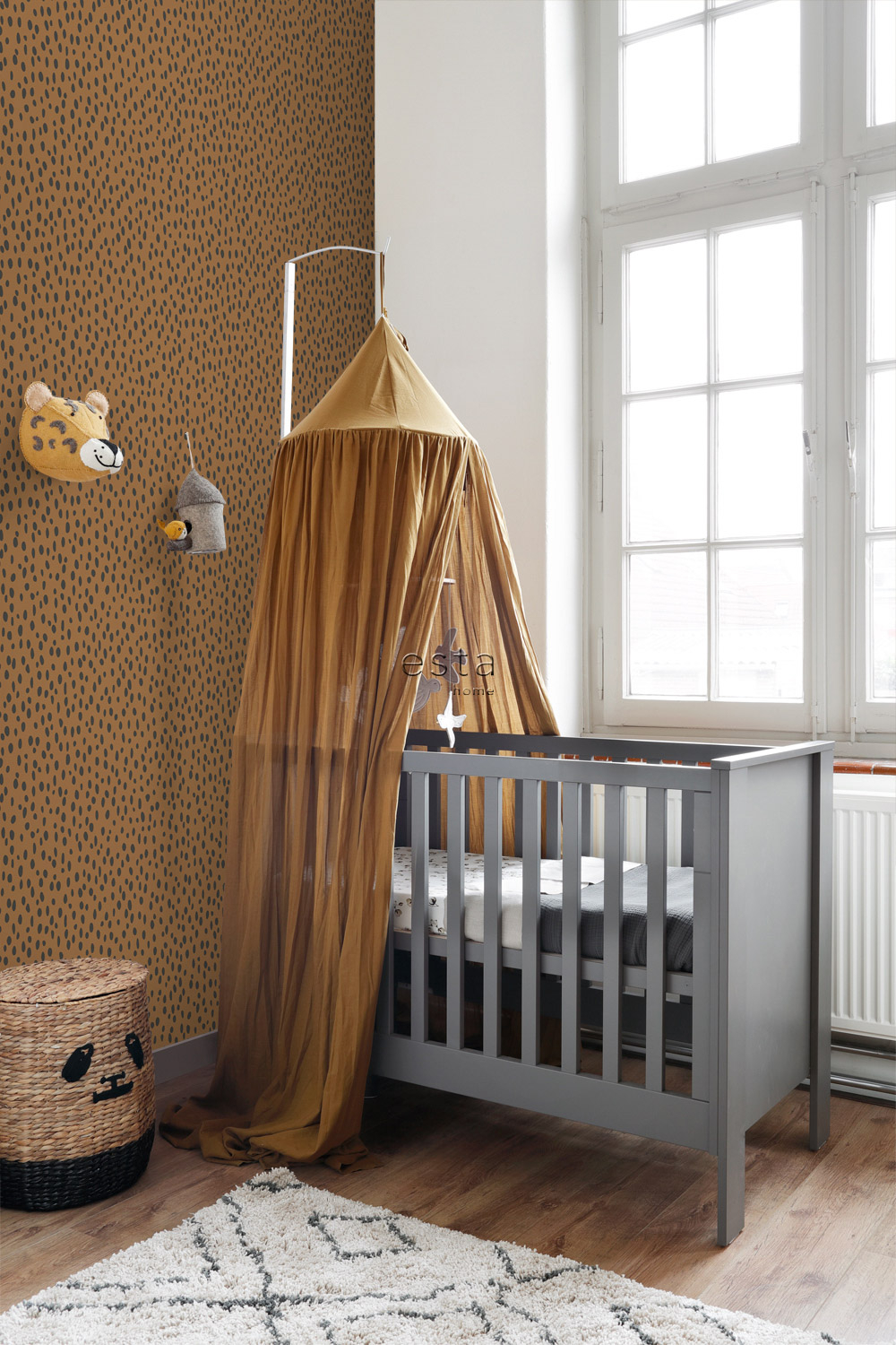 Punktetapete warmorange schwarz Vlies 139257