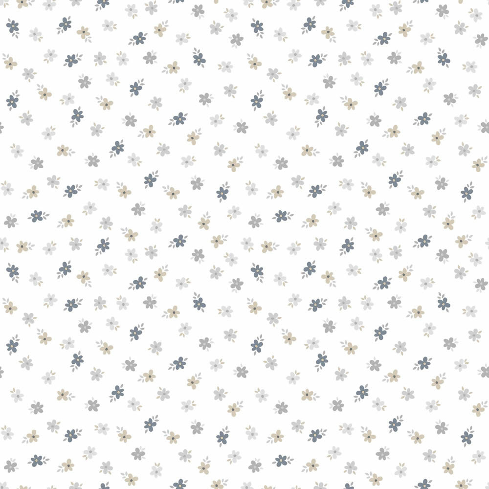 Vliestapete Blümchen Blumen beige weiß blau 014843