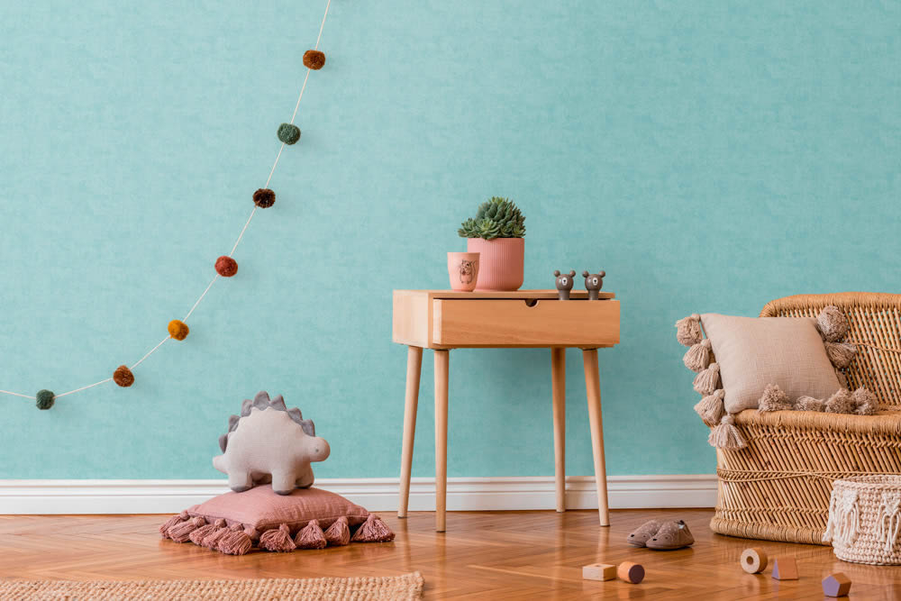 Uni verwaschene Oberfläche matt glatt Vliestapete türkis 771794-8-771794