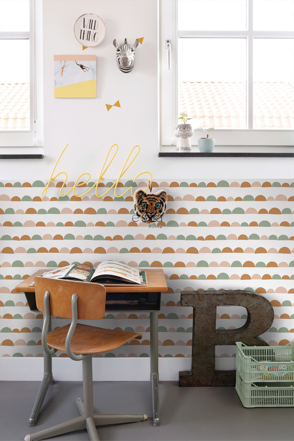 Tapete Halbkreise Scandi Vlies pastellfarben 139267