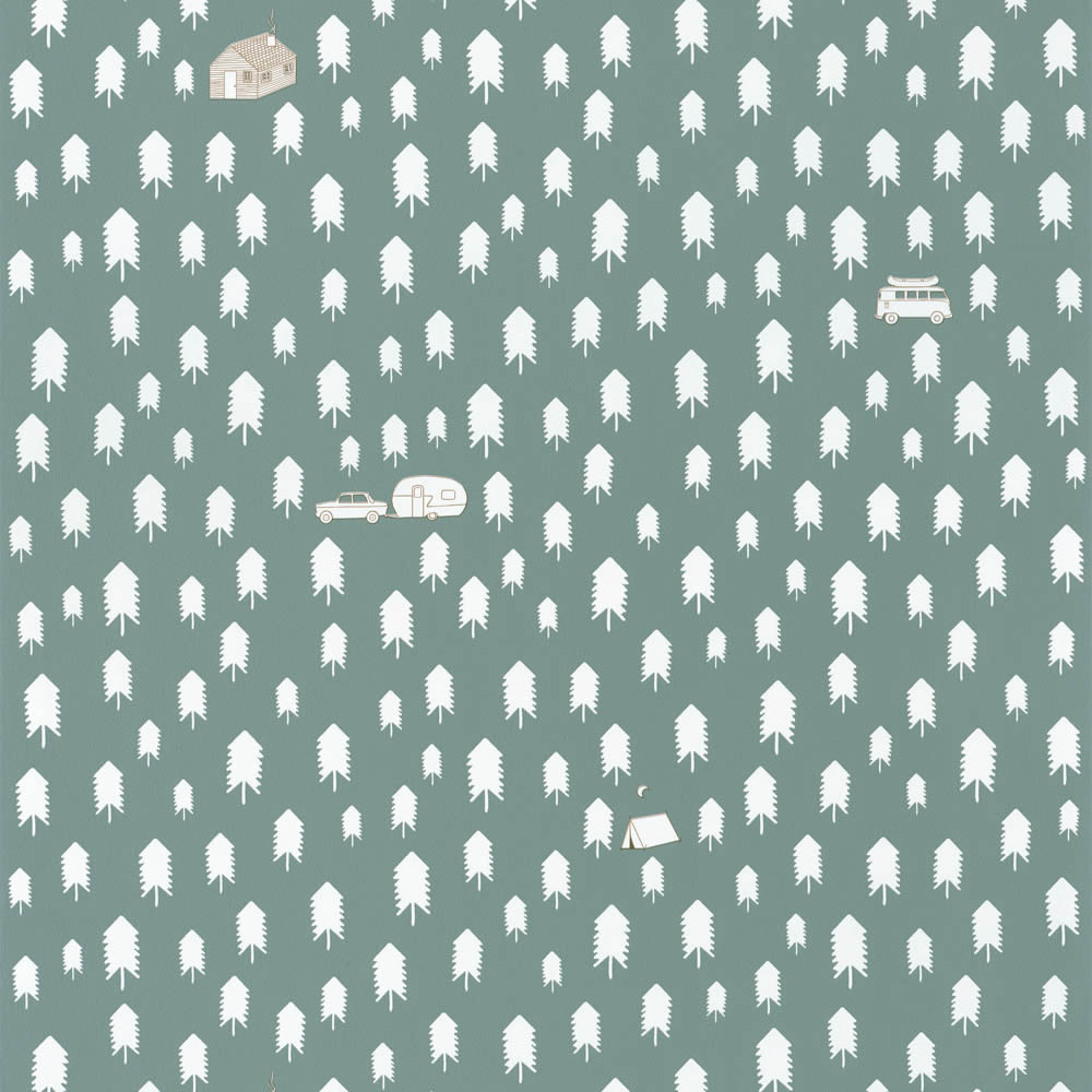 Wallpaper non-woven blue-green camping forest Our Planet OUP101977134-36-OUP101977134.1M