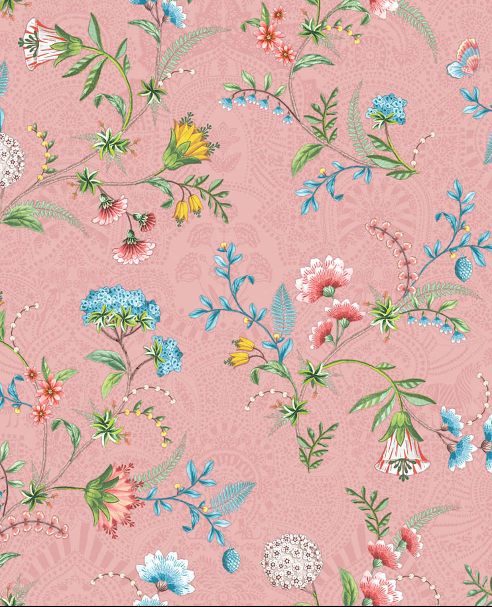 Wallpaper non-woven pink tendrils flowers Pip Studio 5 300122-55-300122