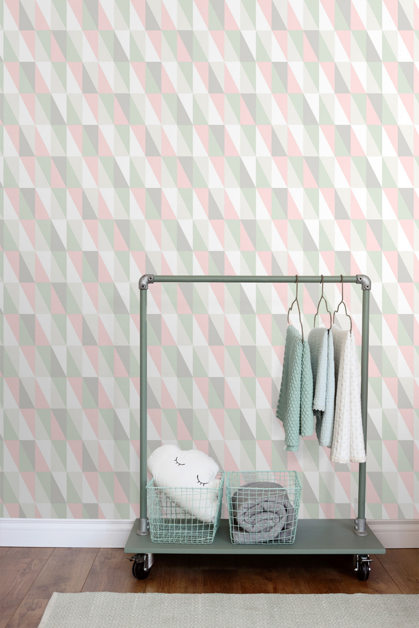 Dreieck Tapete Scandi rosa mintgrün Vlies 138919