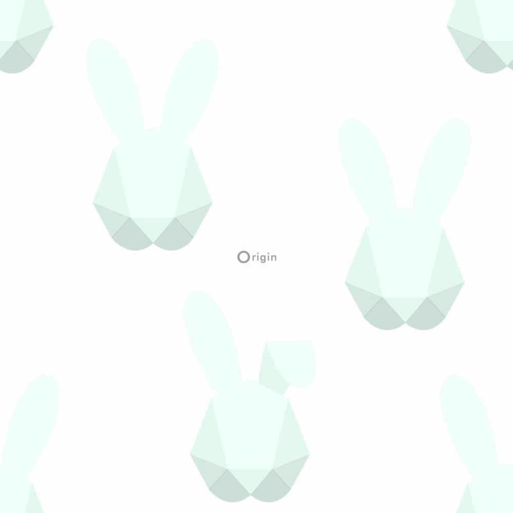 Mint-Grün Vlies Tapete Hasen Origami