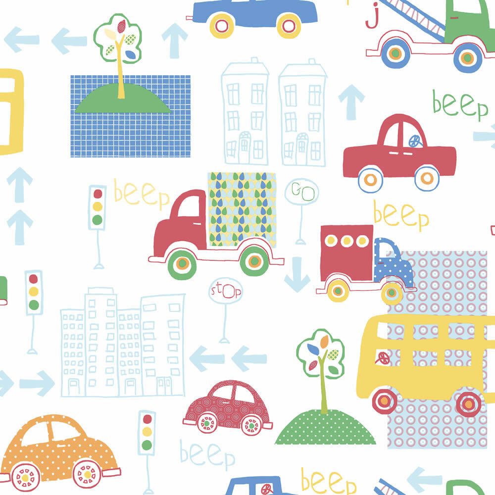 Colorful city non-woven wallpaper