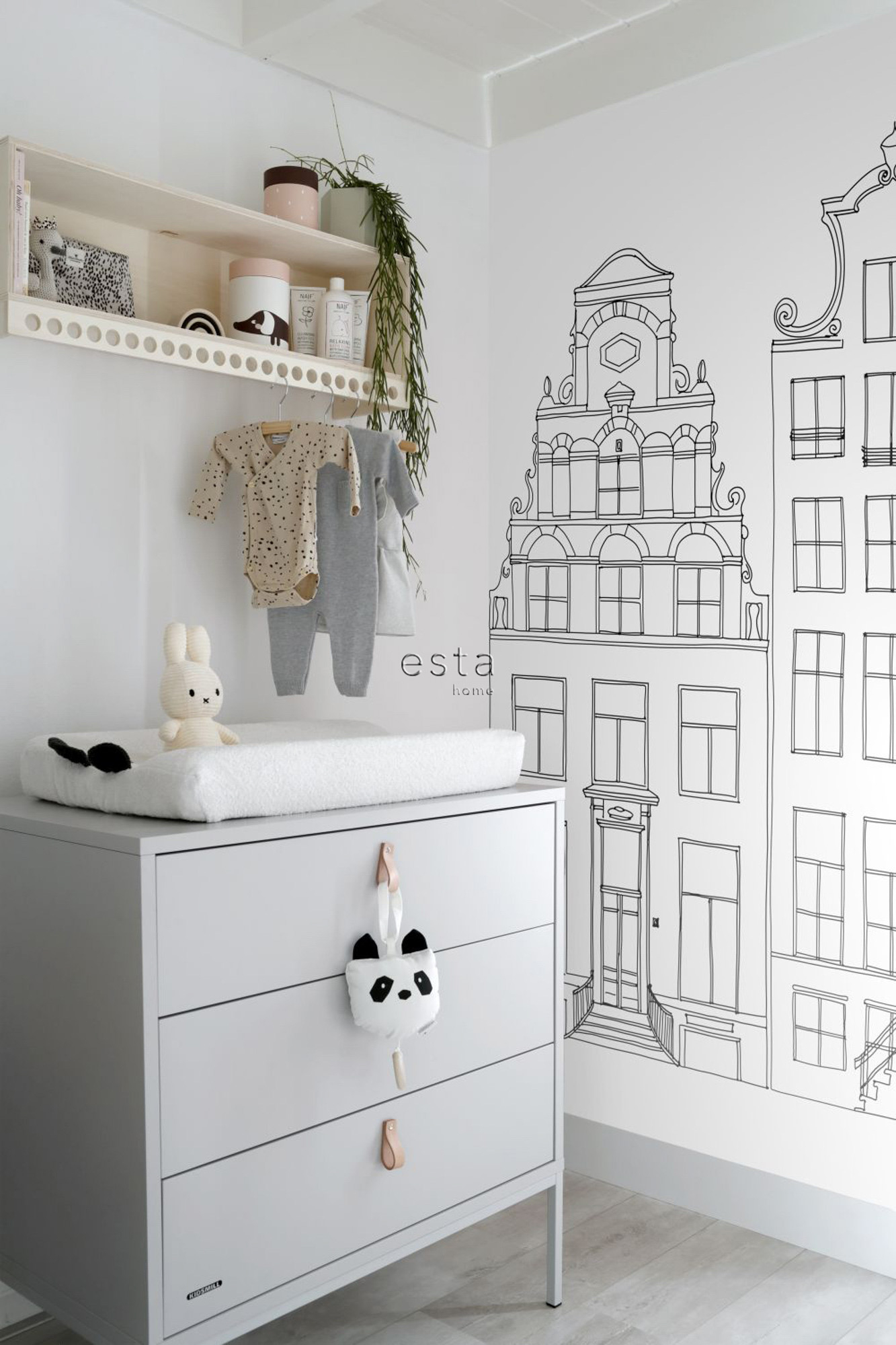Wandbild Amsterdam Häuser schwarz weiß 150 x 279 cm 158833