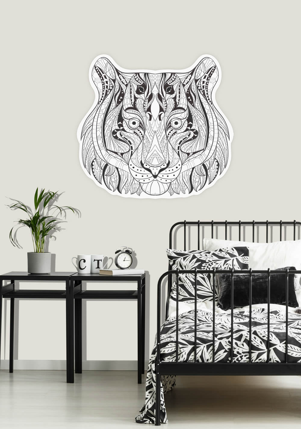 Wandbild gezeichnet Tigerkopf vorgekleistert 100 x 100 cm