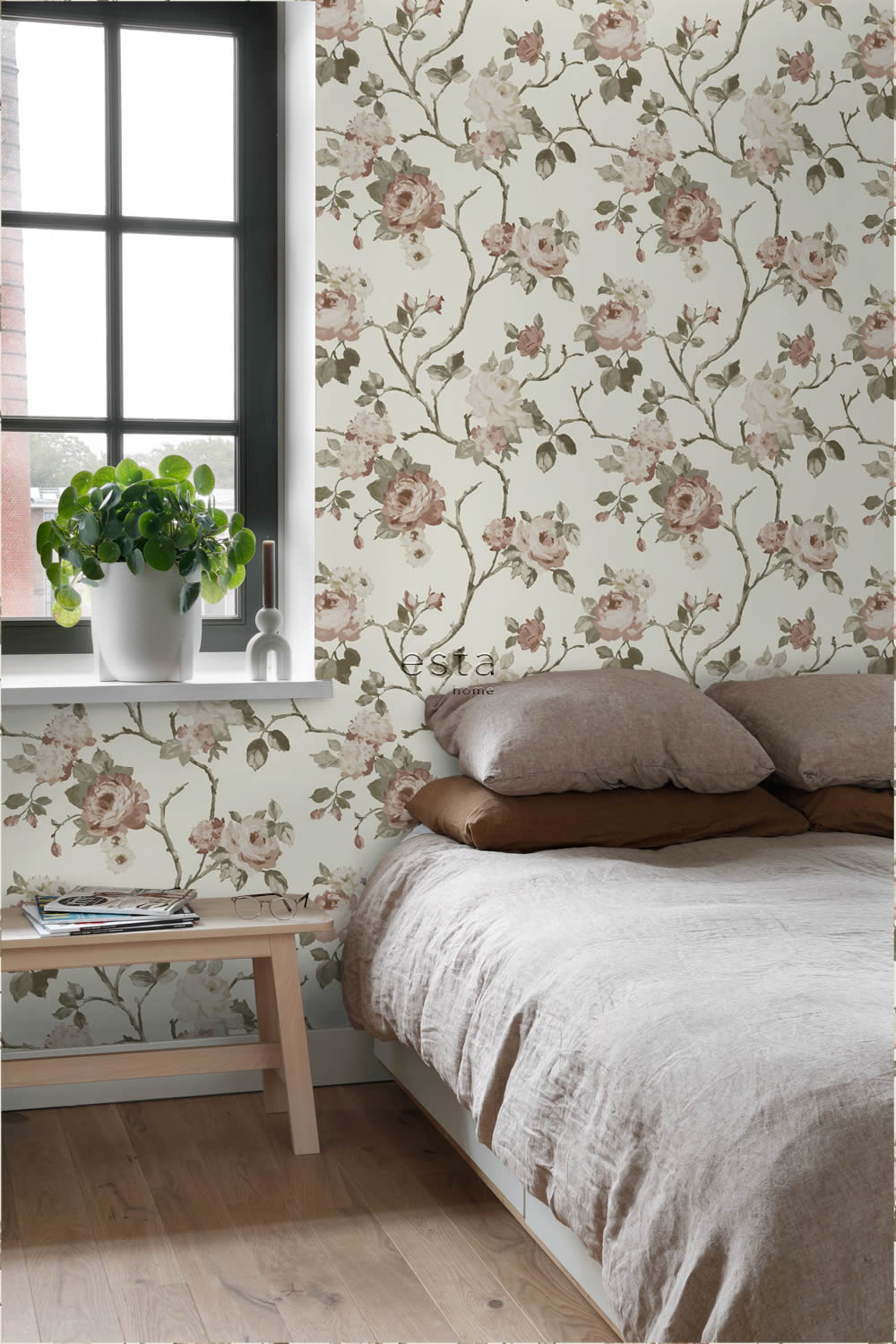 Tapete romantische Rosen vintage altrosa creme Vlies 139406