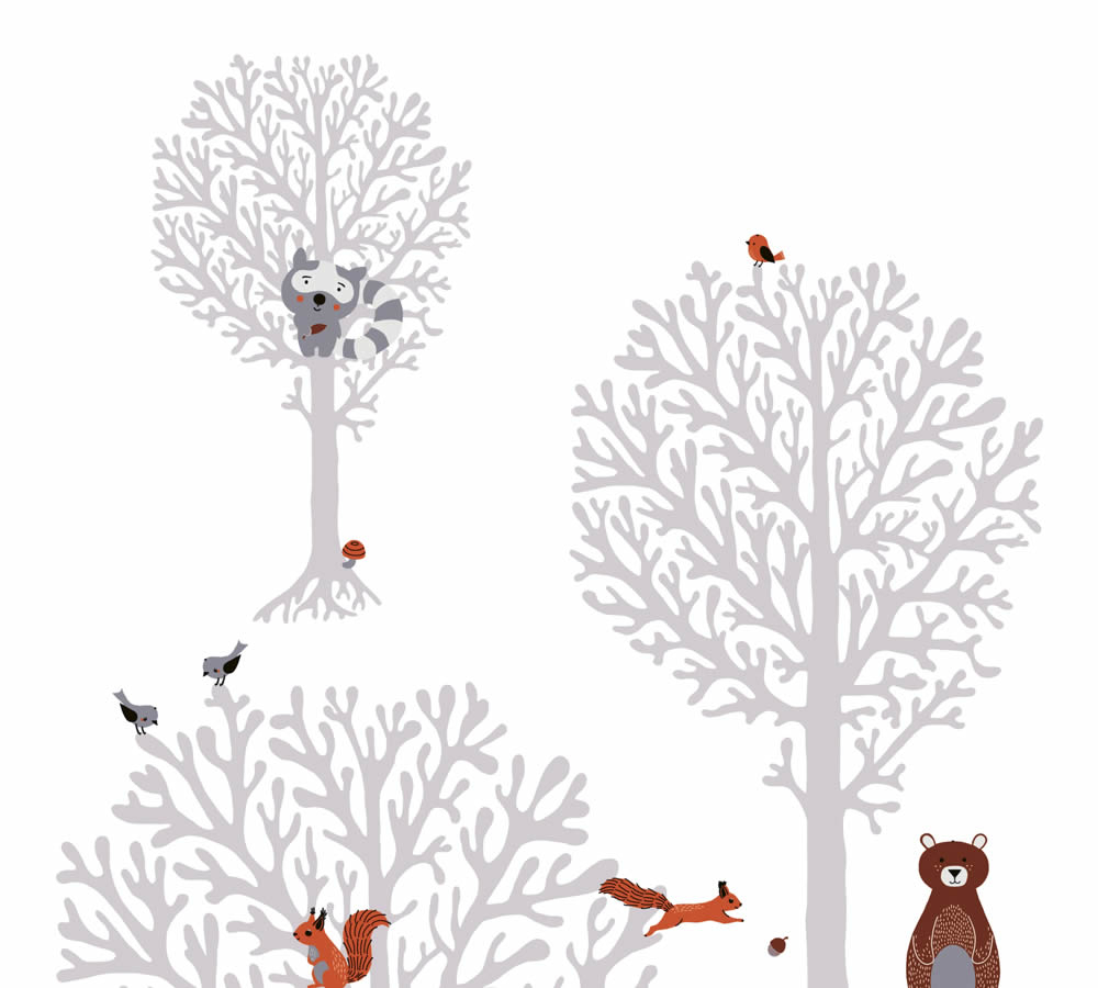 forest motifs and trees gray and white non-woven wallpaper Little Love AS Creation 381341-8-381341.1M