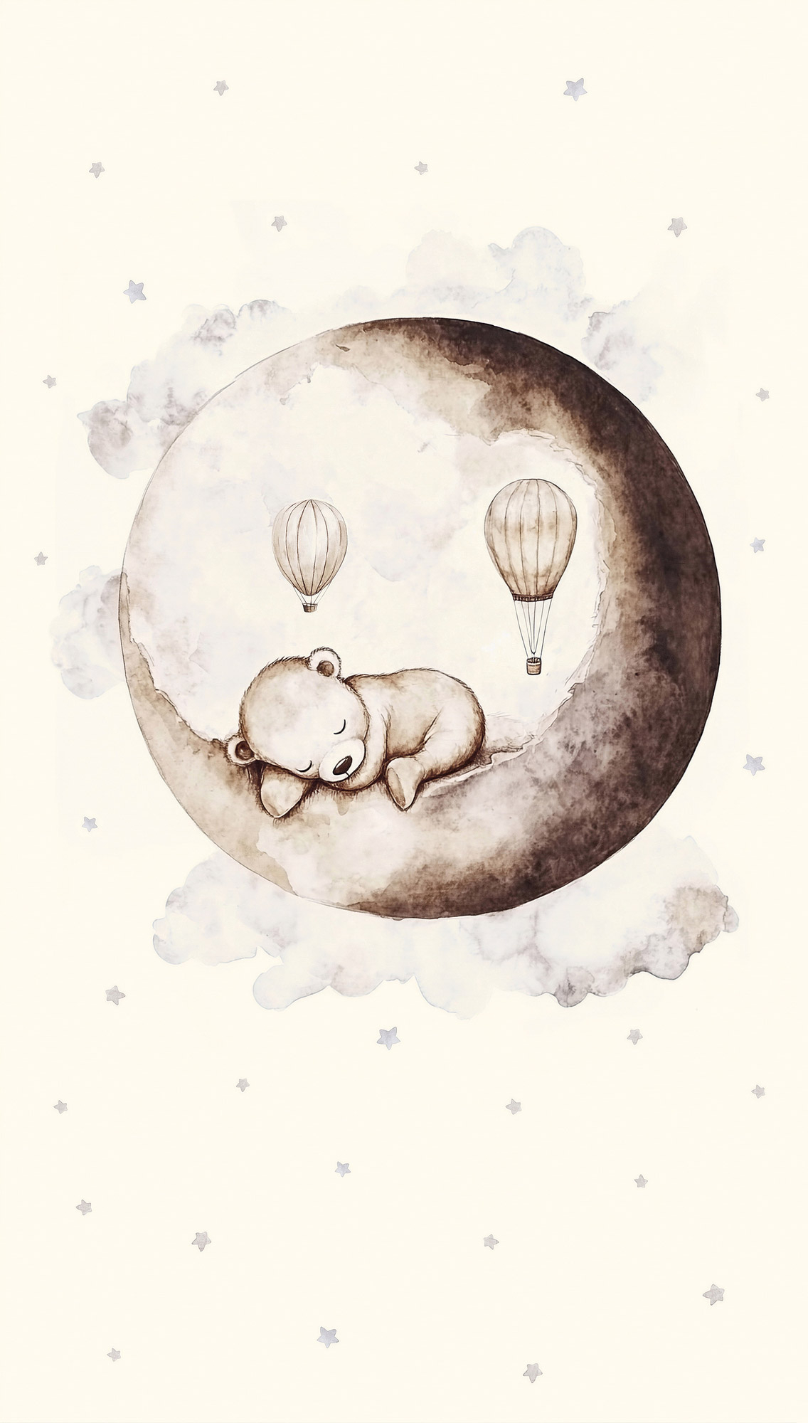 Wandbild schlafender Bär im Mond creme 159 x 280 cm 792885