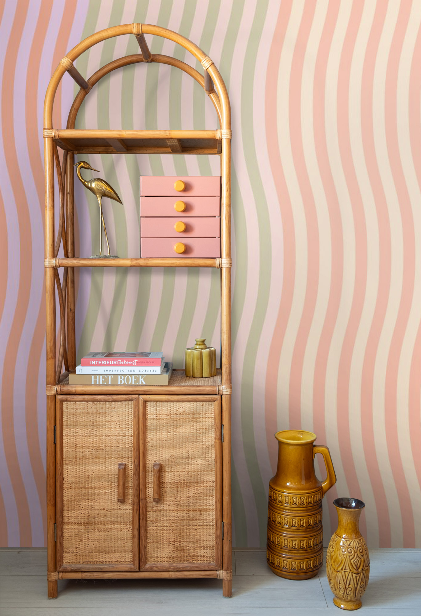 Wellenmuster Wandbild Pastell rosa 300 x 279 cm 159513
