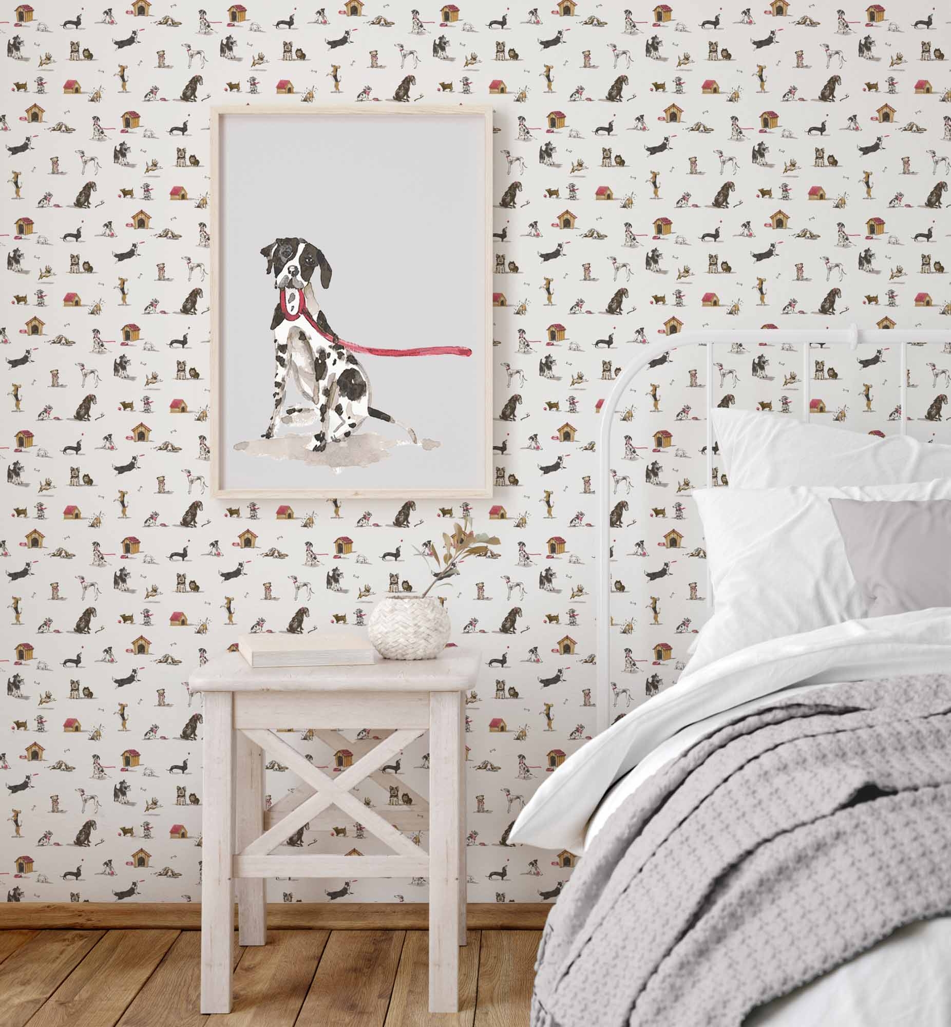 Tapete Hundetapete Dackel Beagle Vlies weiß G78562
