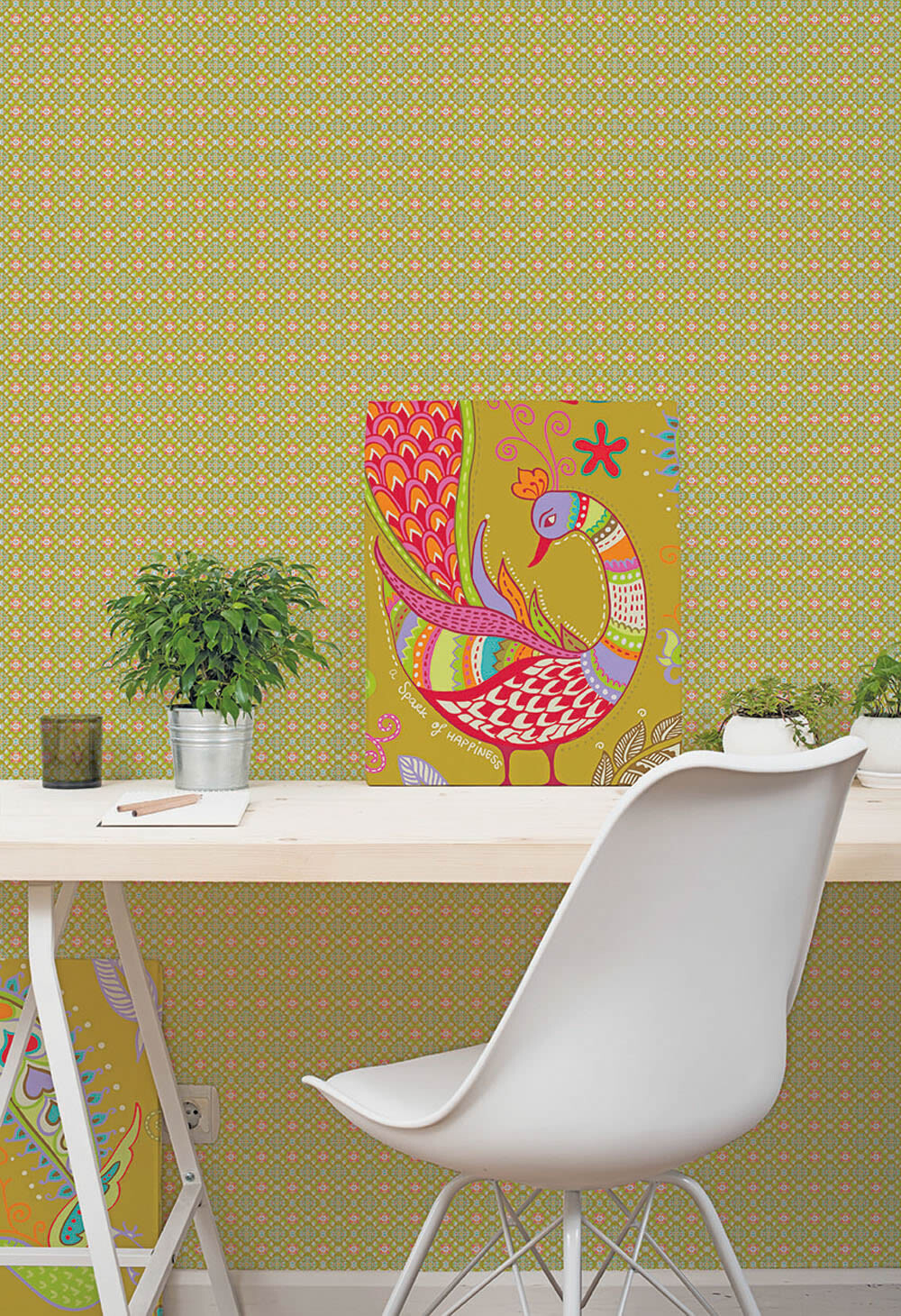 Wandbild Grün Feines Blümchen-Muster-65-TD4077