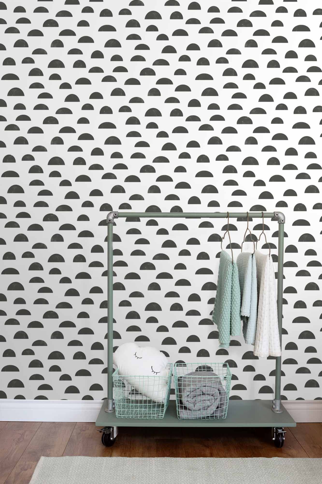 Grafik Tapete Halbkreise modern schwarz weiß Vlies 139067