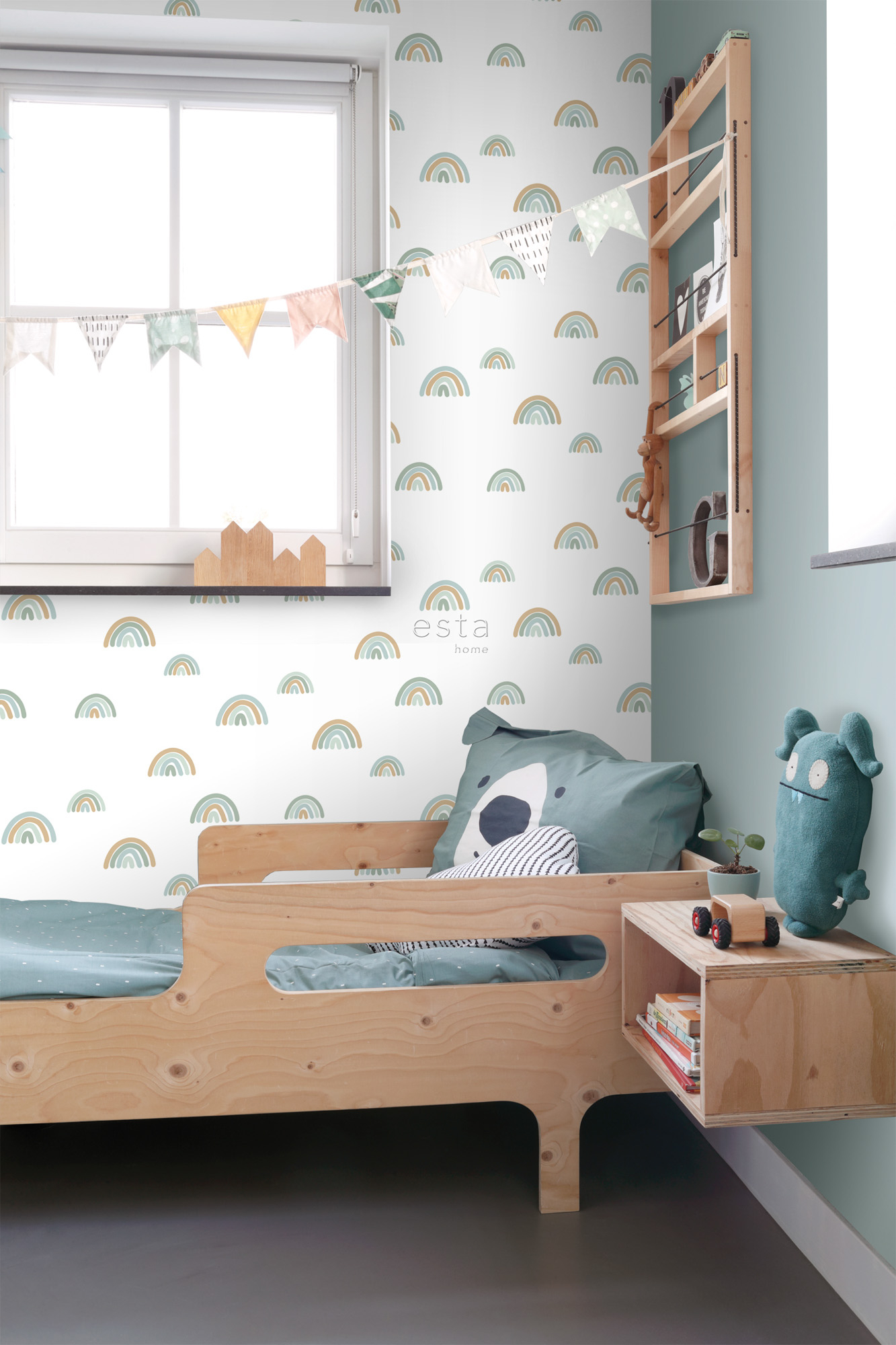 Tapete Regenbogen pastellfarben Vlies weiß 139254