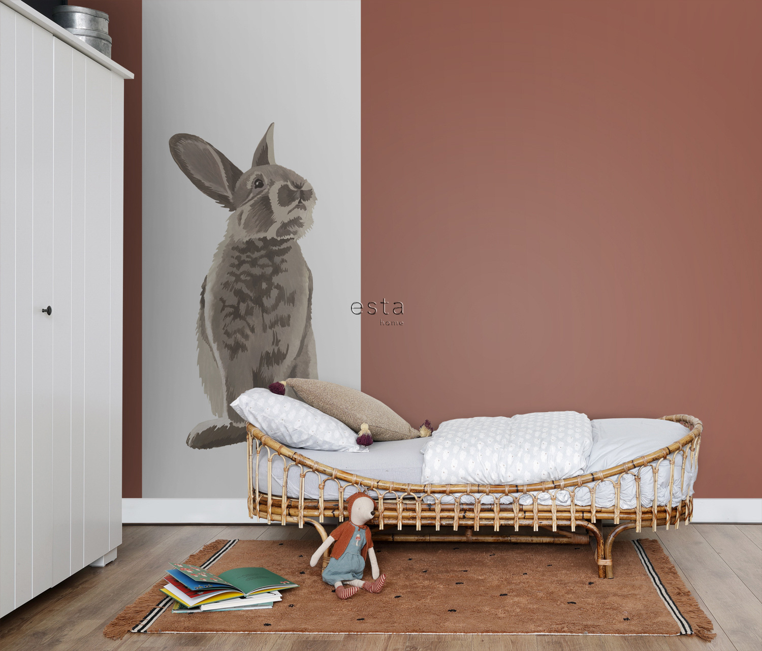 Wandbild Hase Vlies weiß 100 x 279 cm 159052