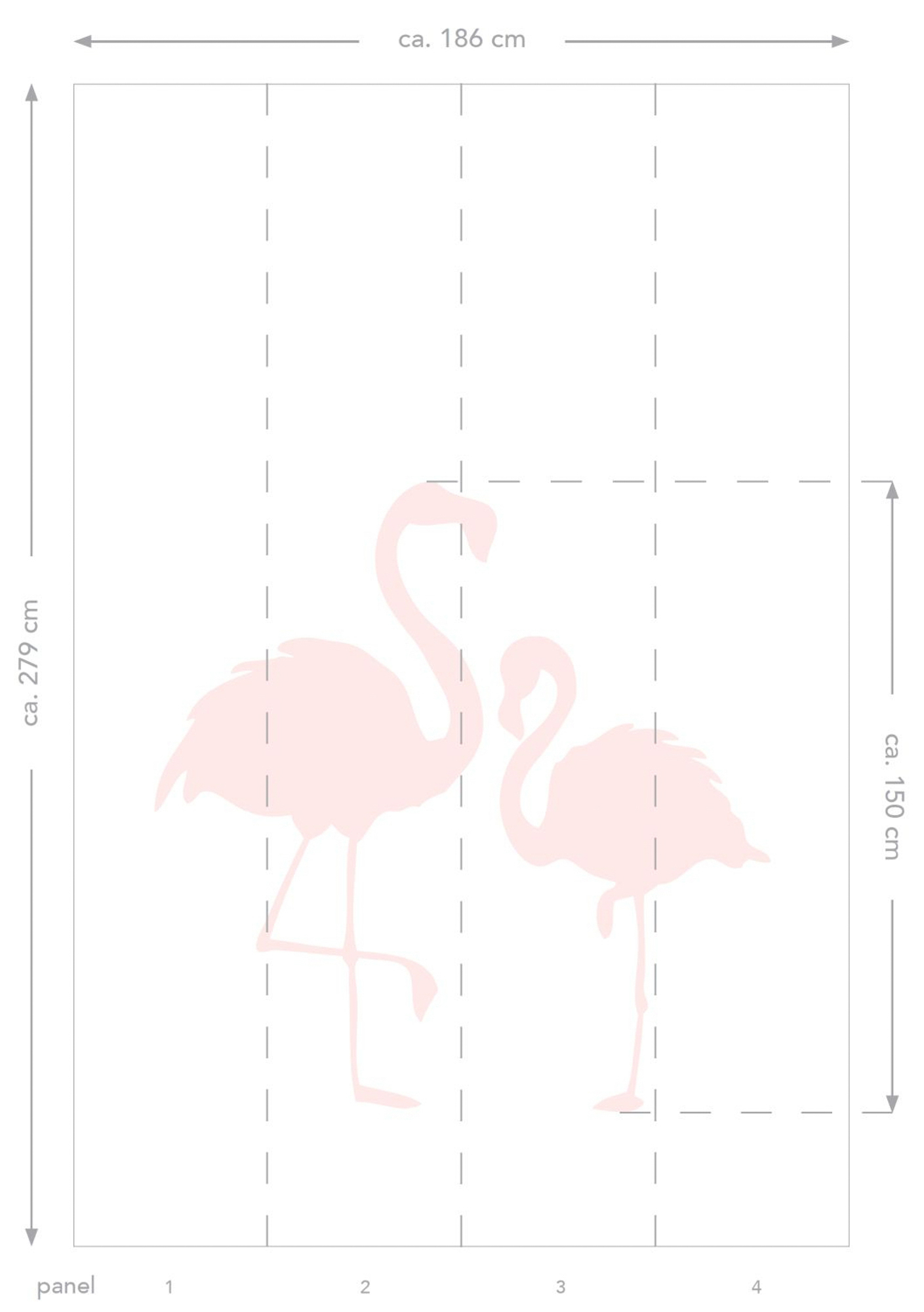 Wandbild Flamingos rosa weiß 186 x 279 cm 158838