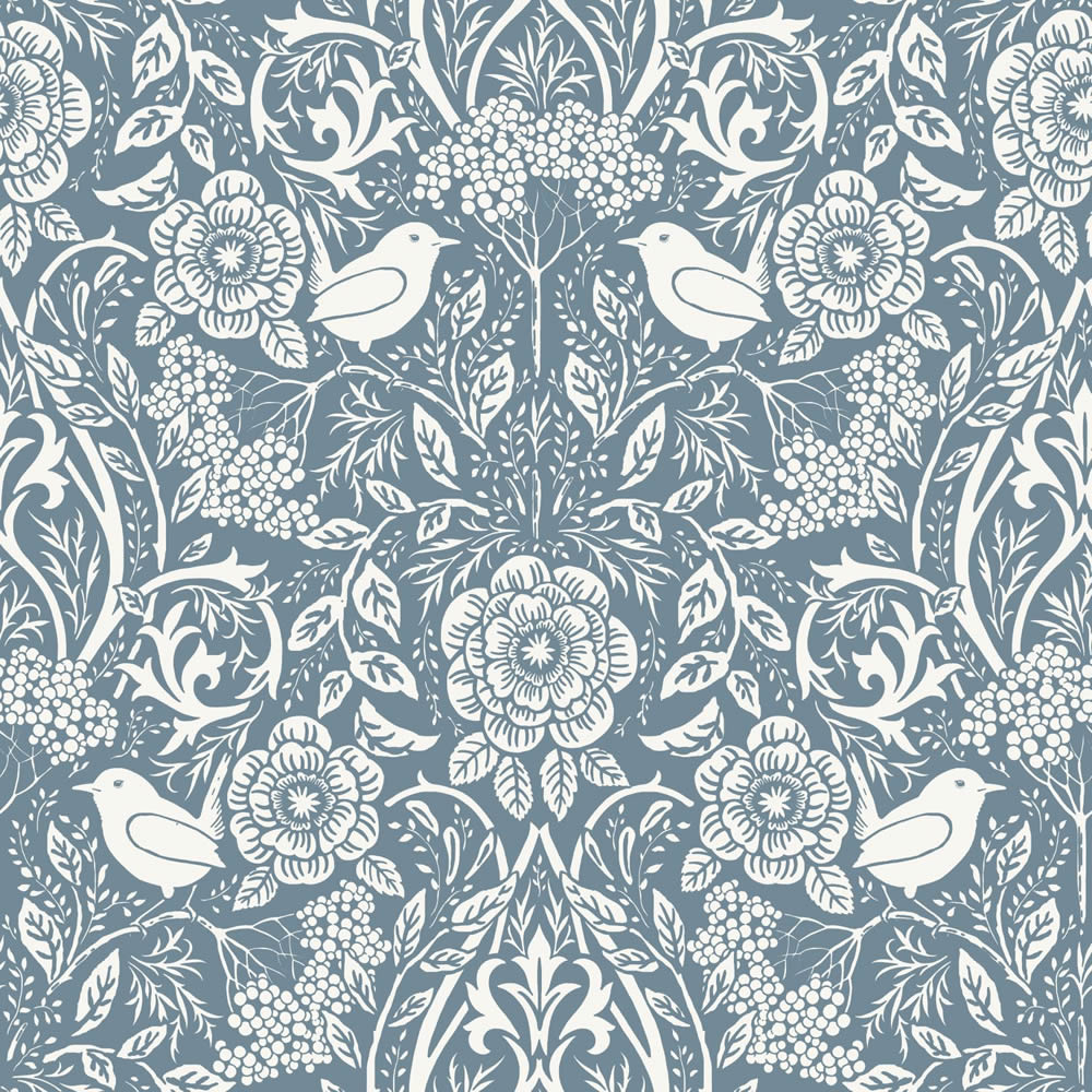 Tapete florale Ornamente Blumenranken blau Vlies 139477