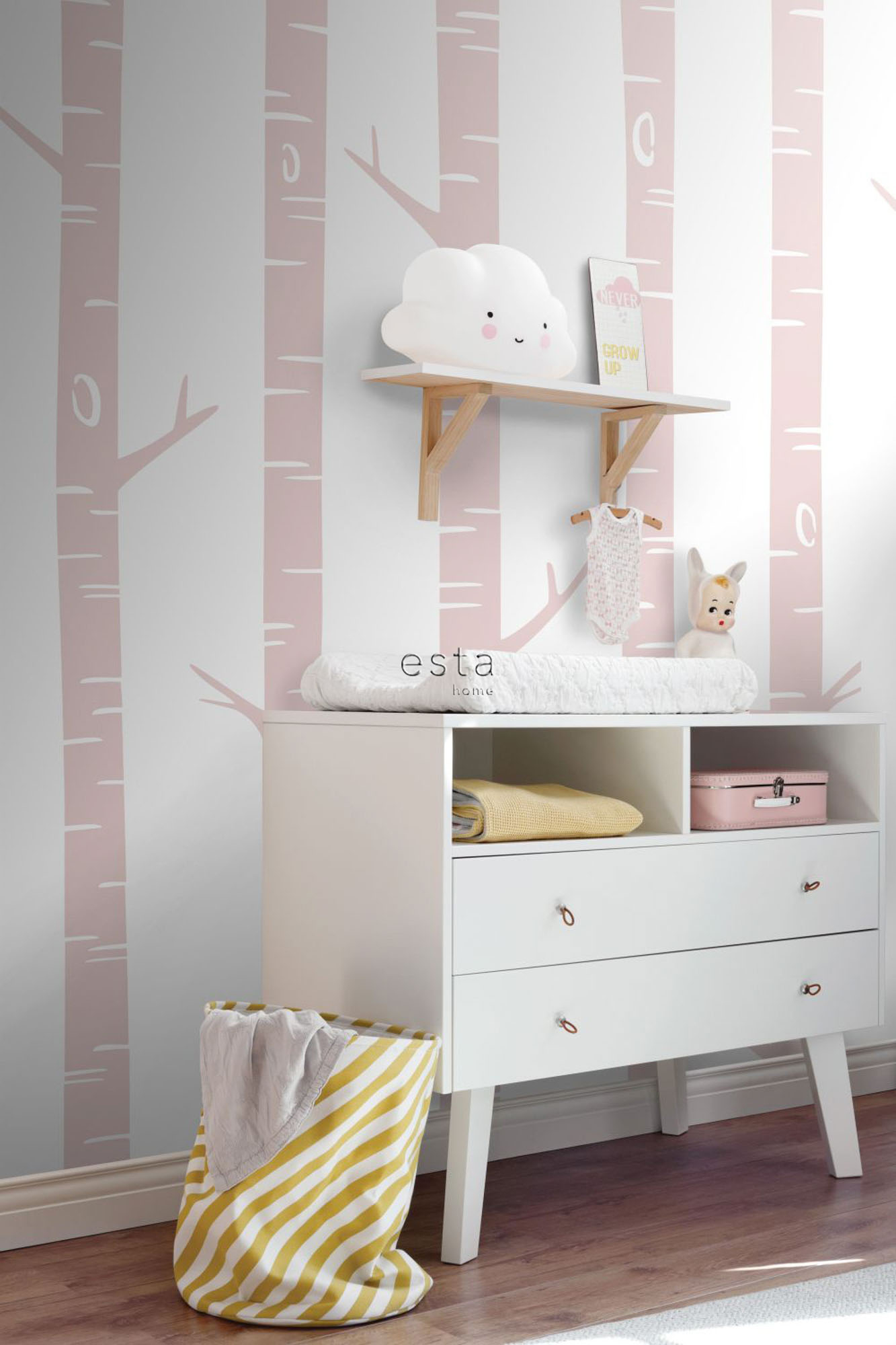 Wandbild Birkenstämme rosa 150 x 279 cm 158927