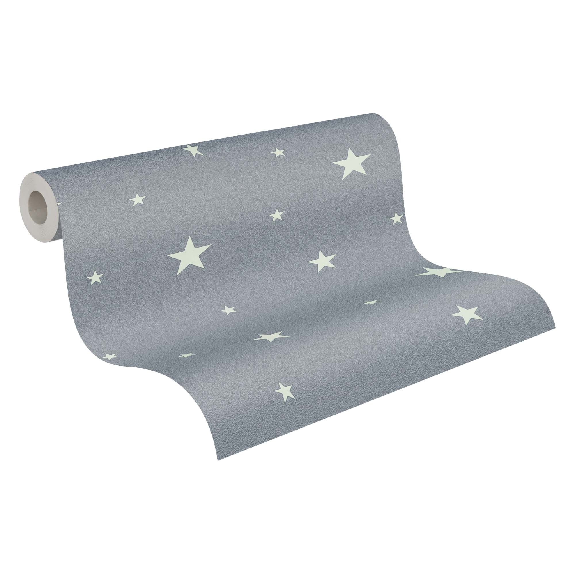 Tapete Sterntapete Leuchteffekt fluoreszierend grau Vlies 324403