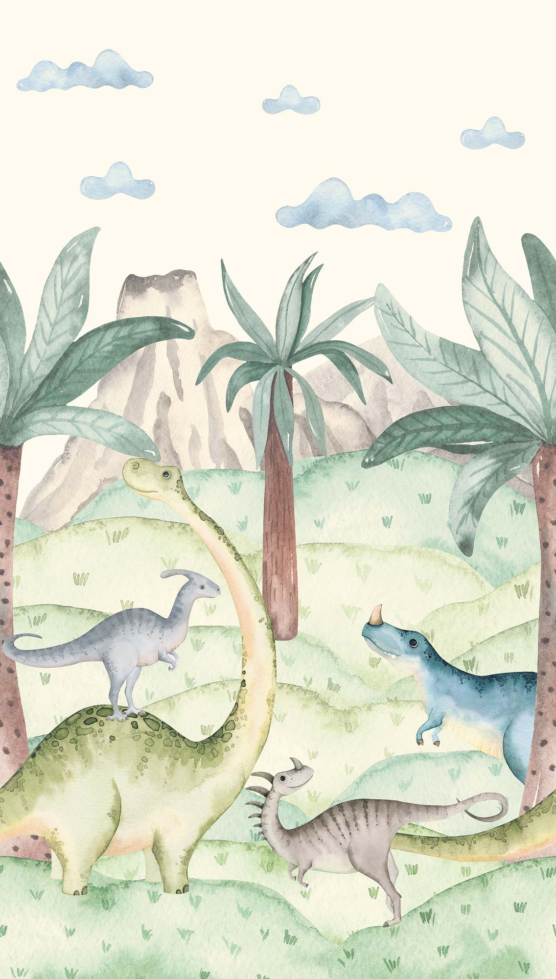 Wandbild Dinosaurier Dschungel creme 159 x 280 cm 792888