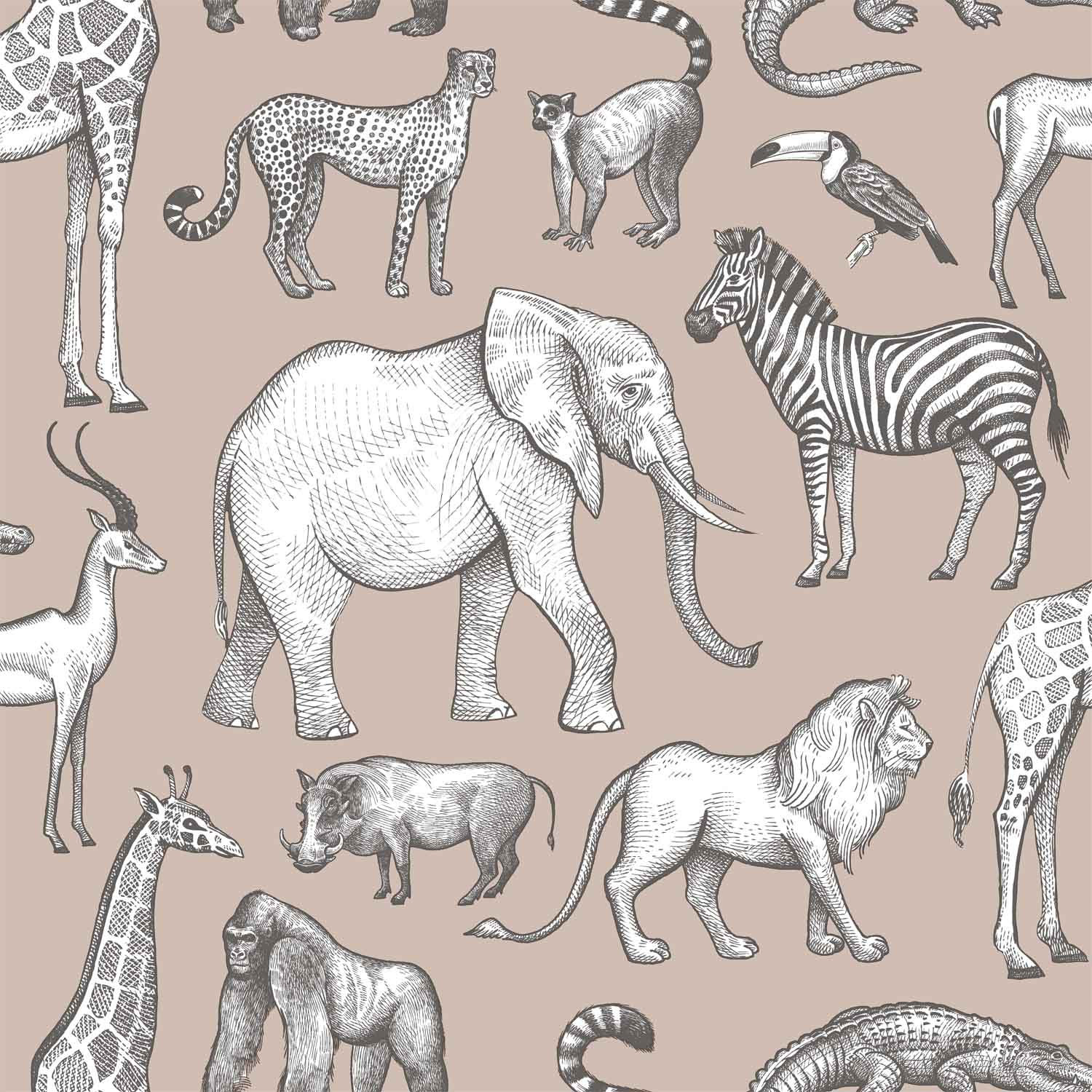 Tapete Tiere afrikanische Tiere Vlies altrosa 139271