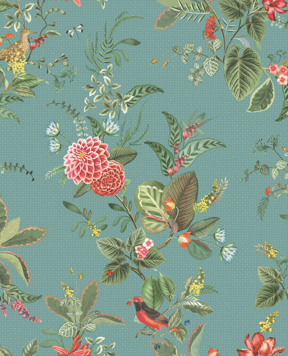Non-woven wallpaper nature leaves nature sea-blue Pip Studio 5 300115-55-300115