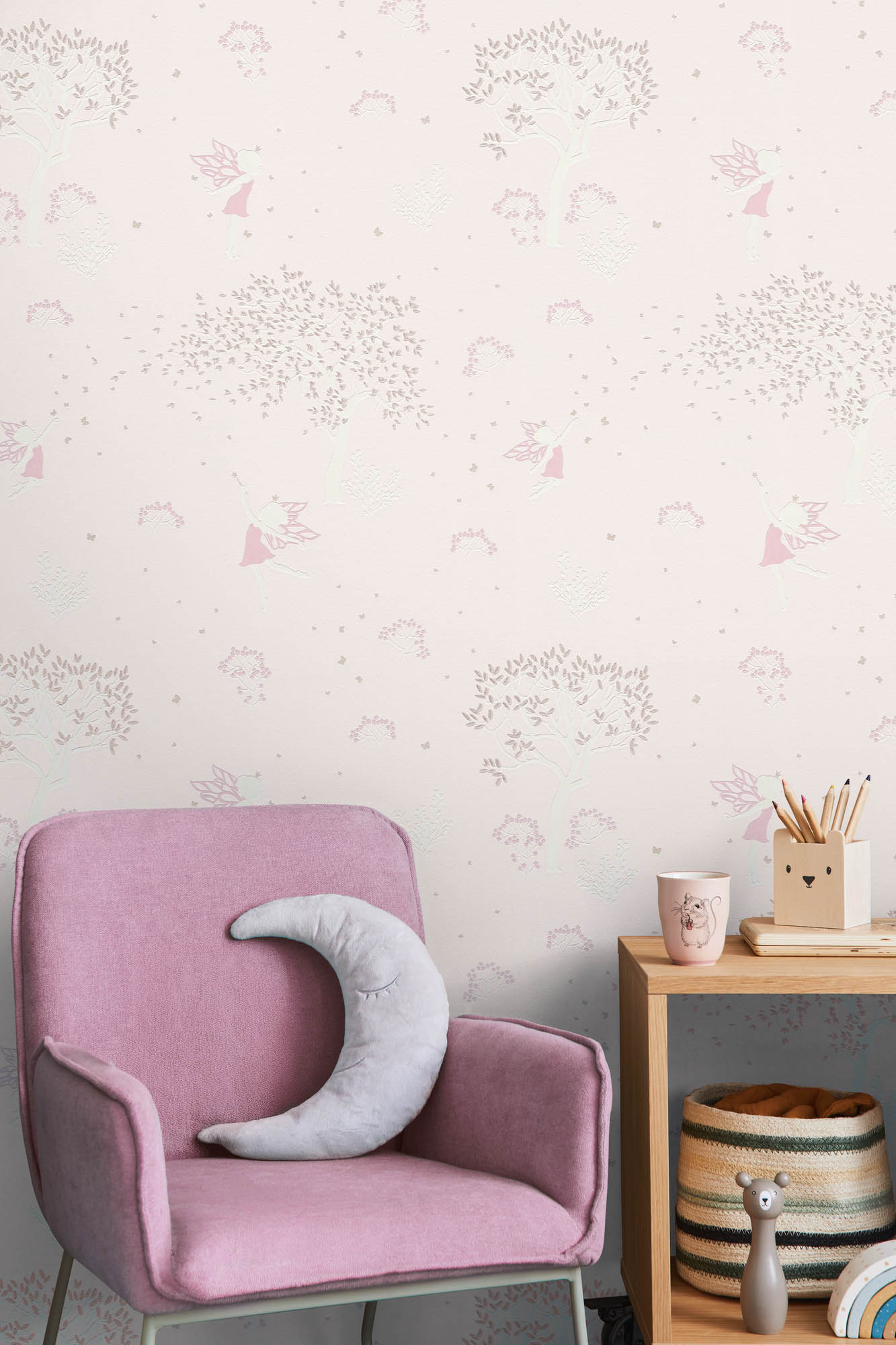 Tapete Märchentapete Feen Wald rosa 792662
