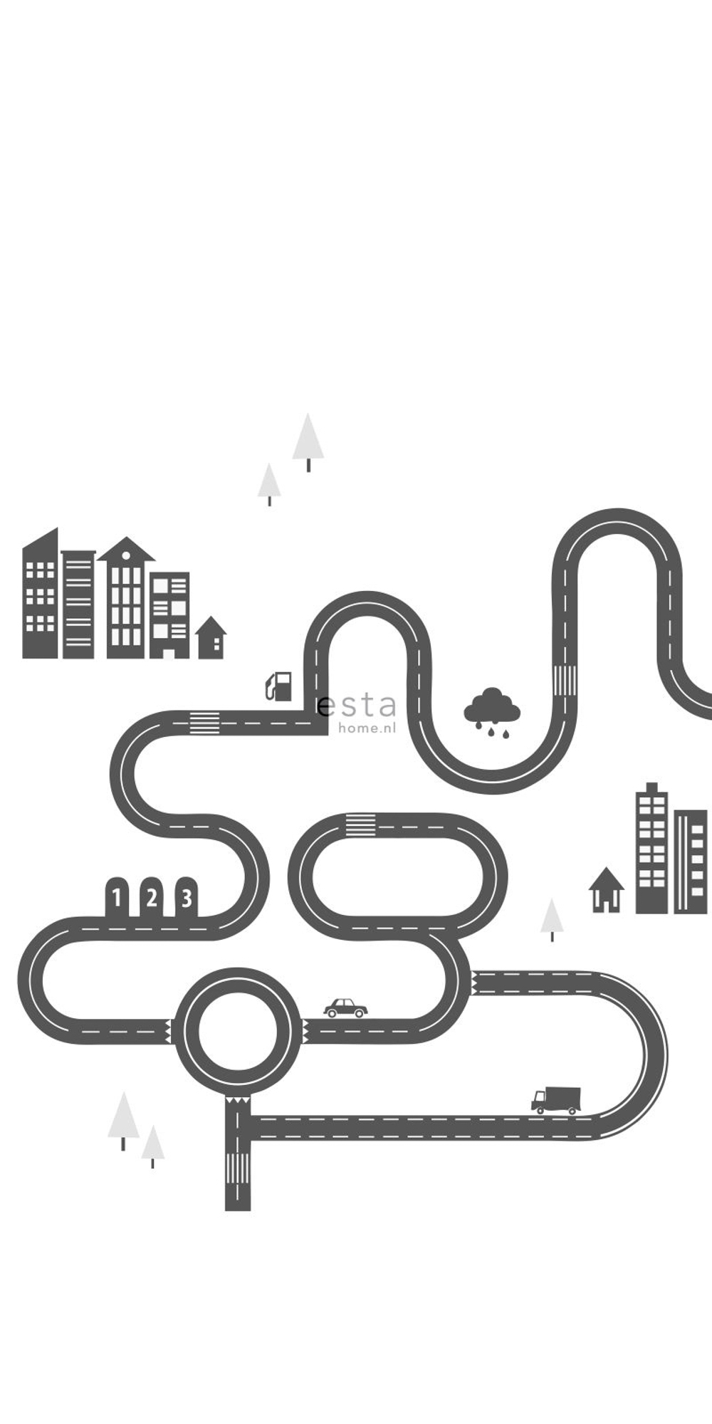 Wandbild Straße schwarz weiß 139.5 x 279 cm 158835