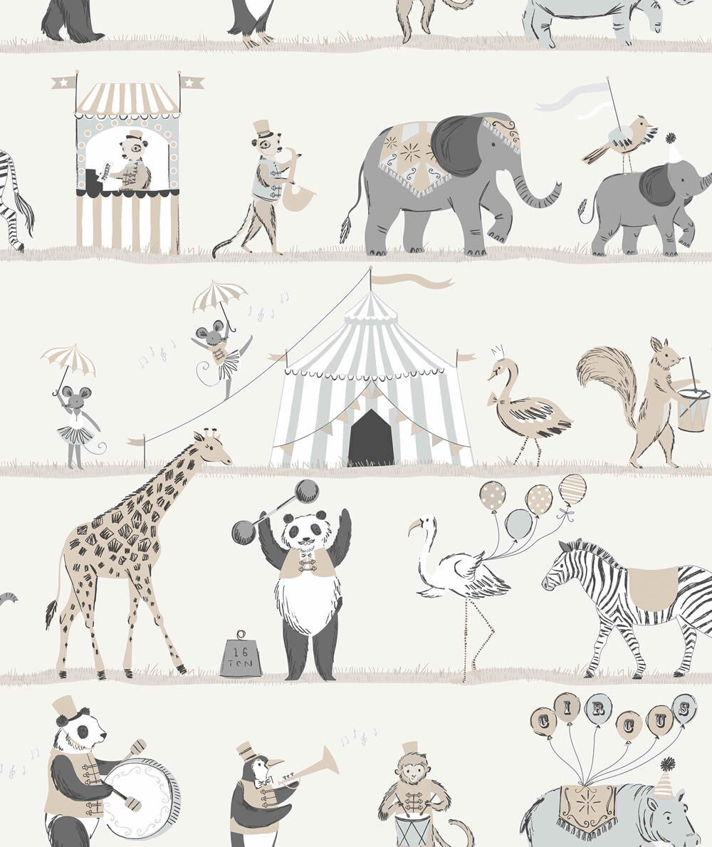 Wallpaper circus grey beige