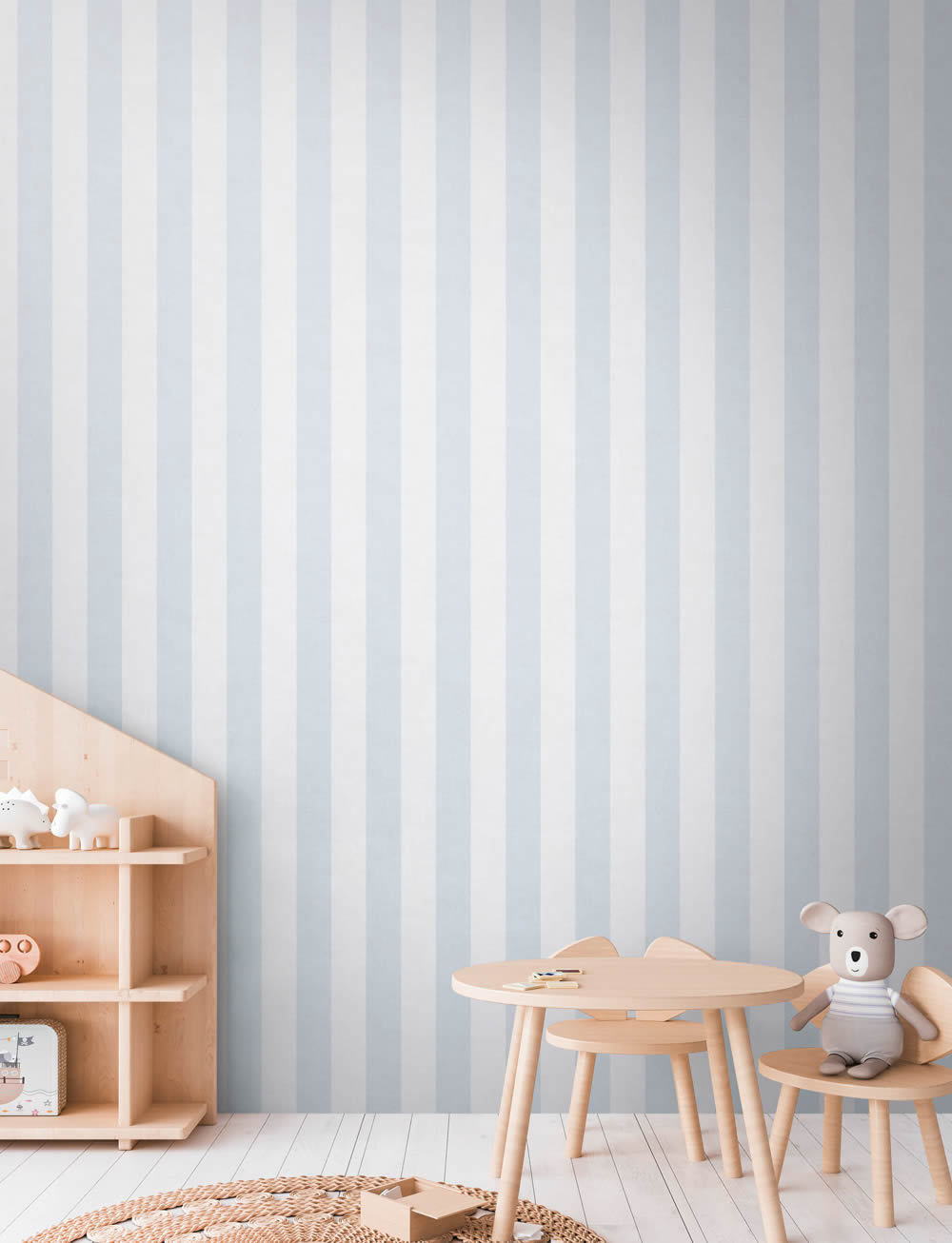 Blockstreifen Vliestapete Streifen glatt matt hellblau creme 770784-8-770784