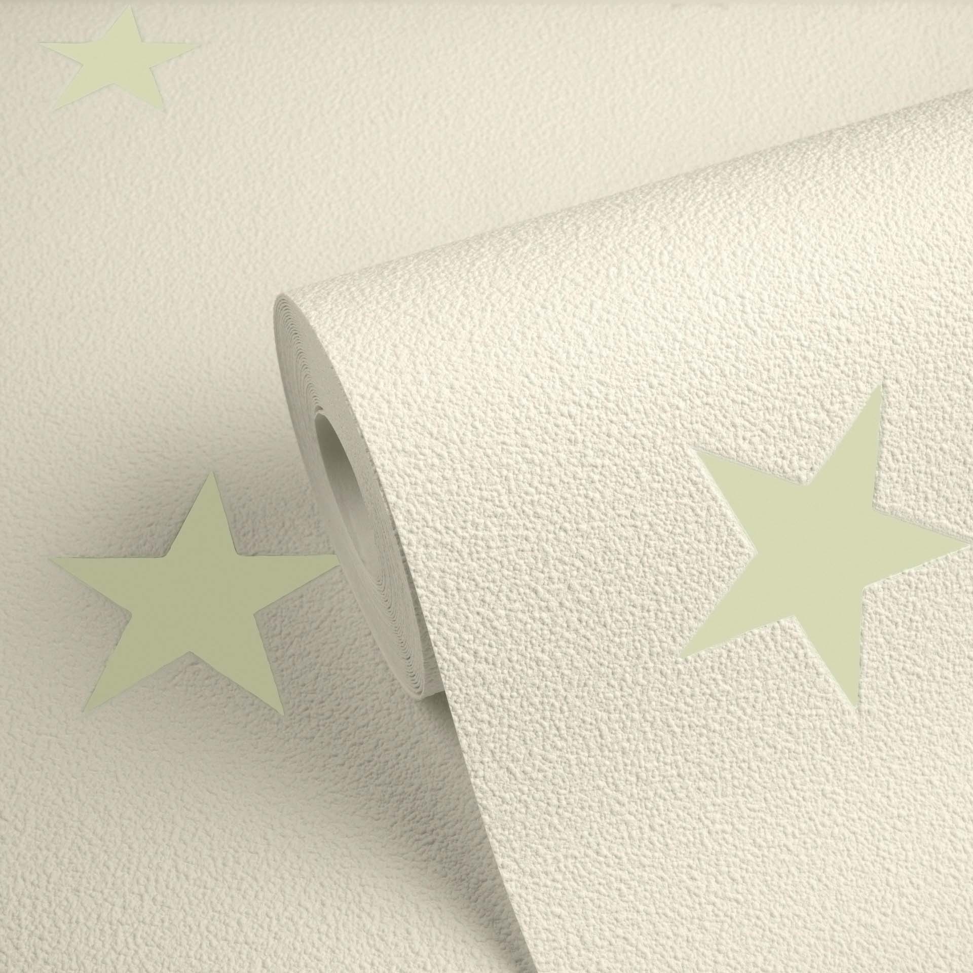 Tapete Sternentapete Leuchteffekt Sterne creme Vlies 324401