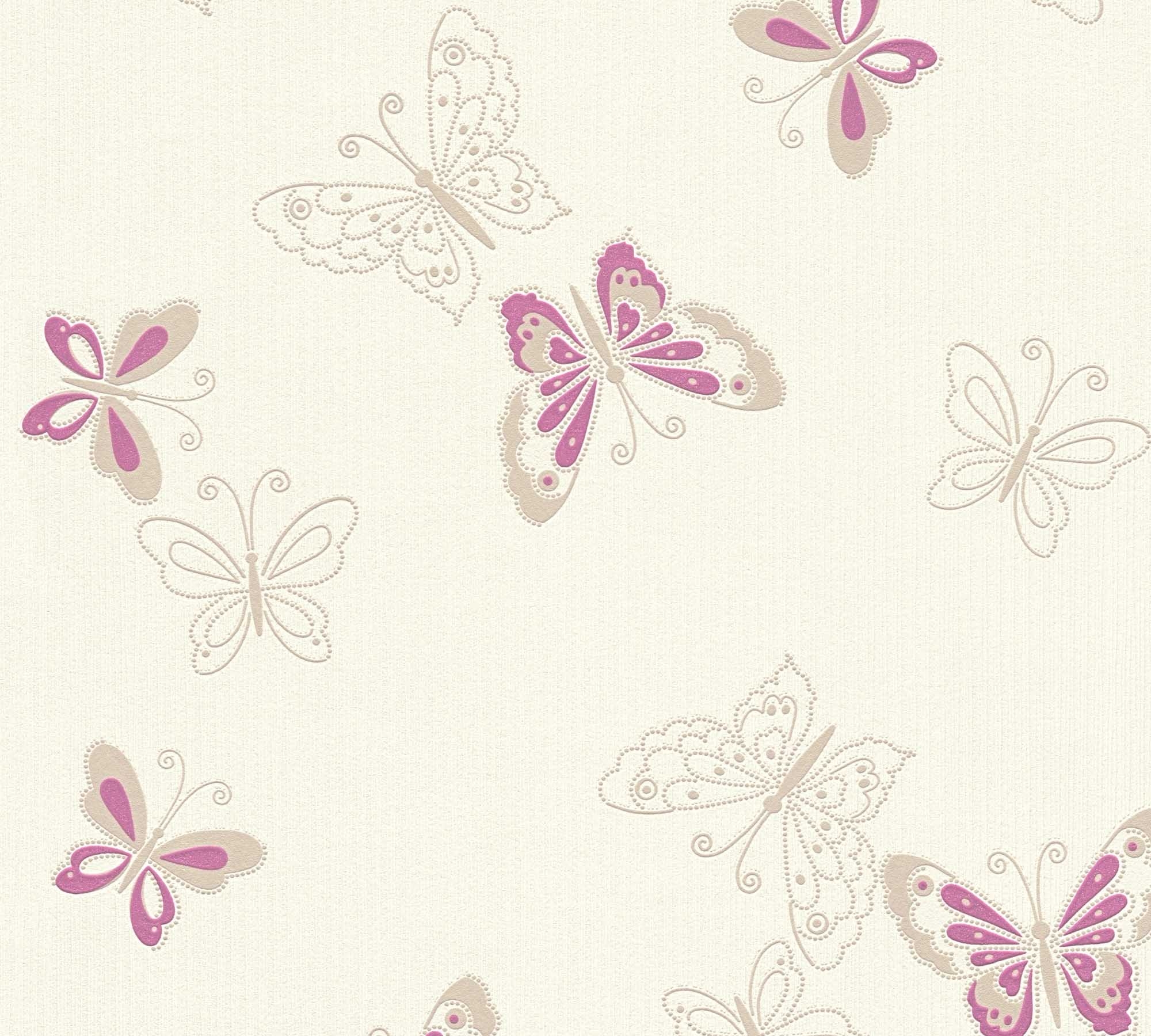 Tapete Schmetterling Tapete lila creme Vlies 347651
