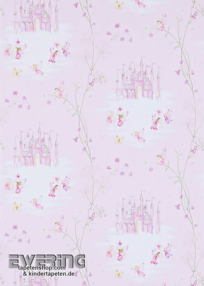 Rosa Märchen-Feen Papiertapete
