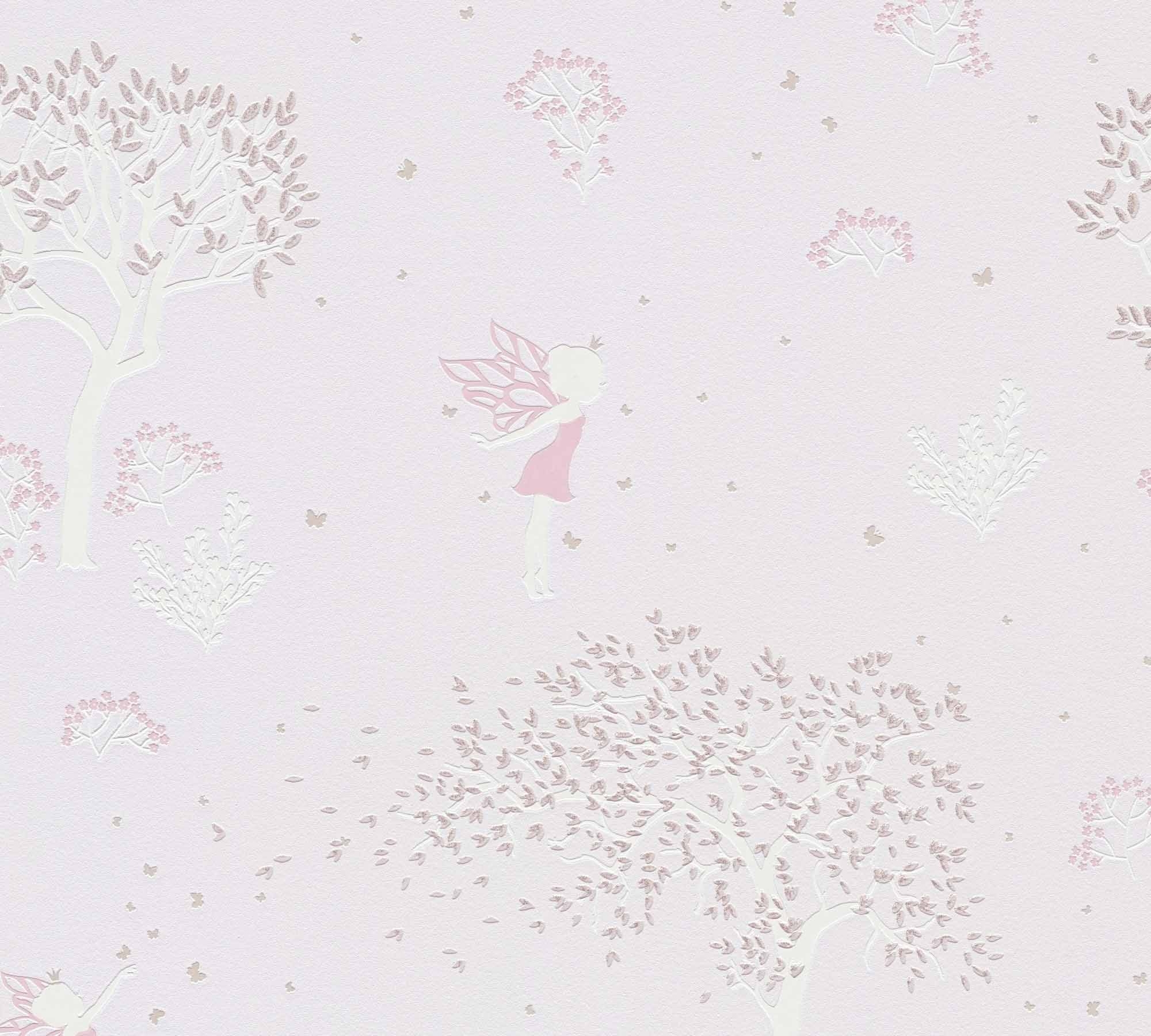 Tapete Märchentapete Feen Wald rosa 792662