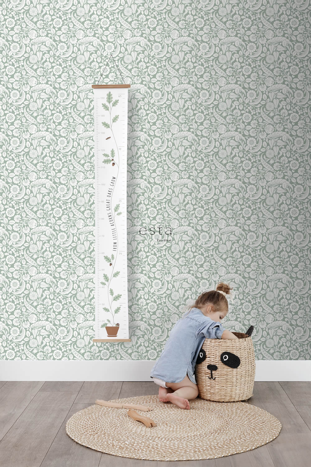 Tapete Botanisch Vintage Blumen grün Vlies 139329
