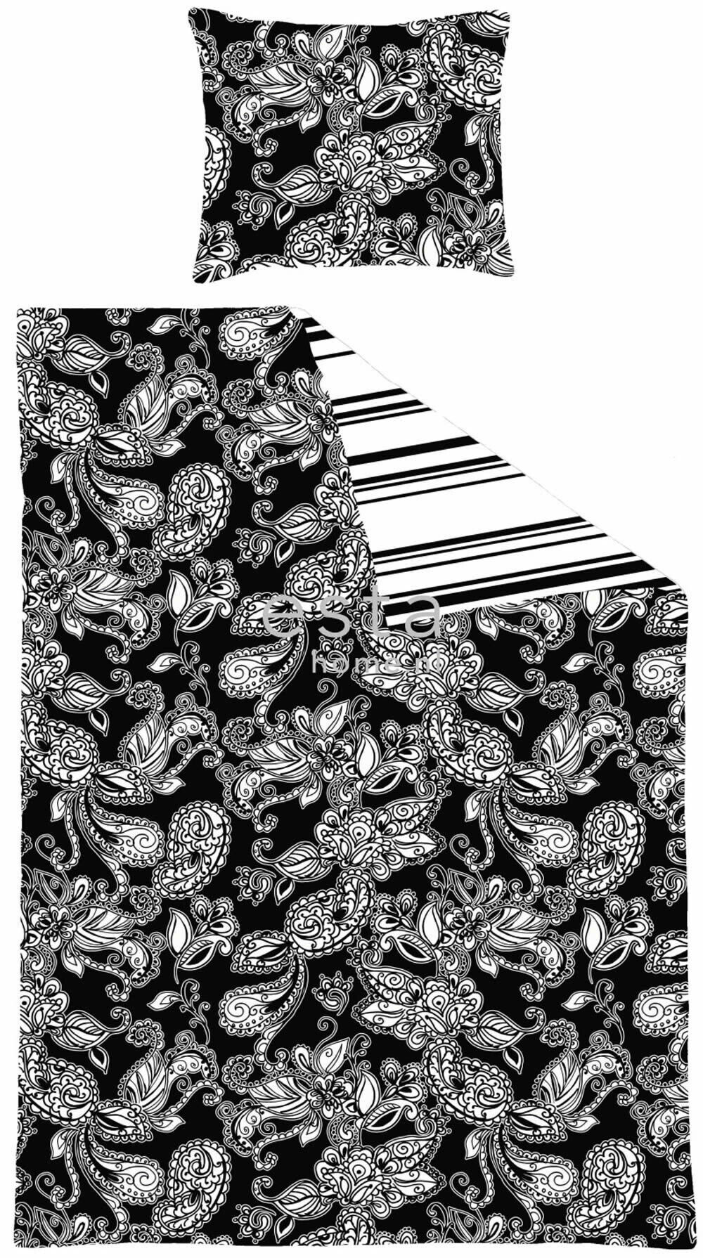 Bettwäscheset Funky Blumen Paisleys Schwarz Weiß-56-156801