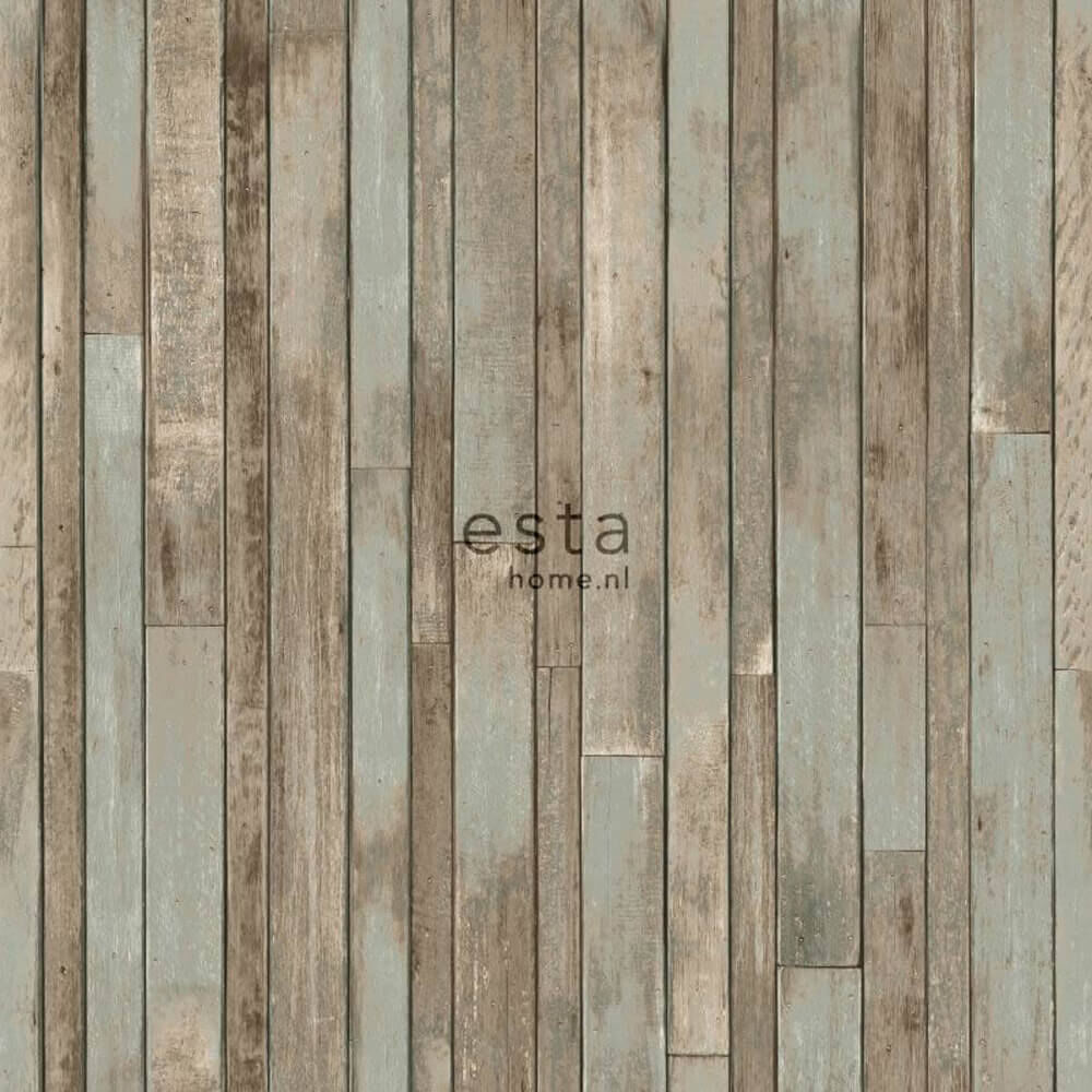 Wooden slats brown non-woven wallpaper teenie