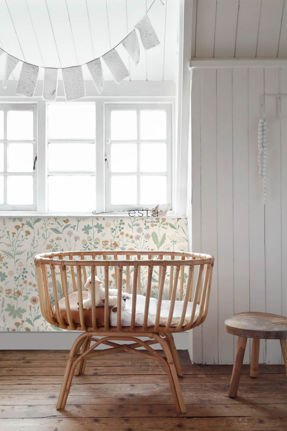 Tapete Scandi Feldblumen pastellfarben creme Vlies 139481