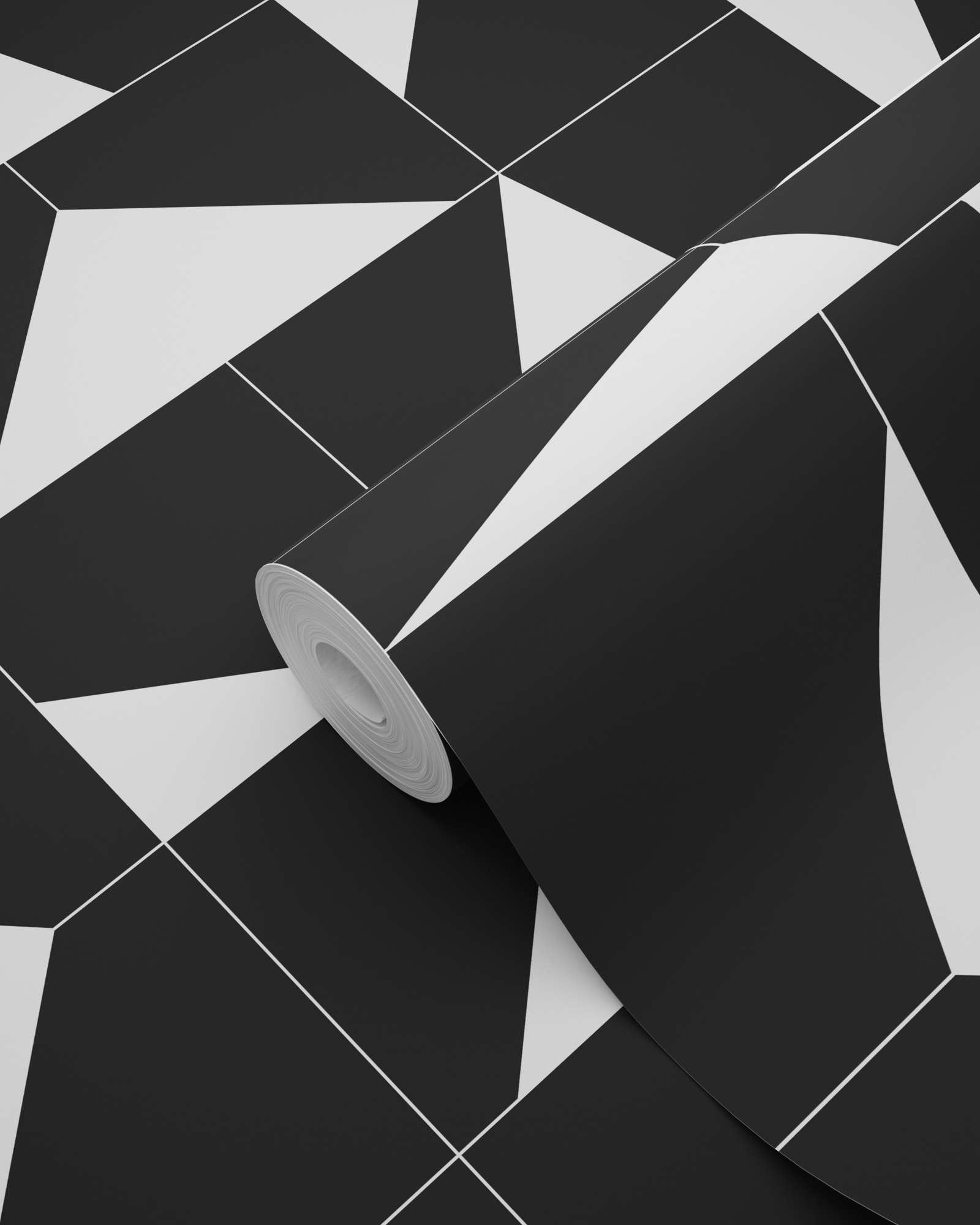 Tapete grafisch geometrische Kacheln schwarz weiß 139087