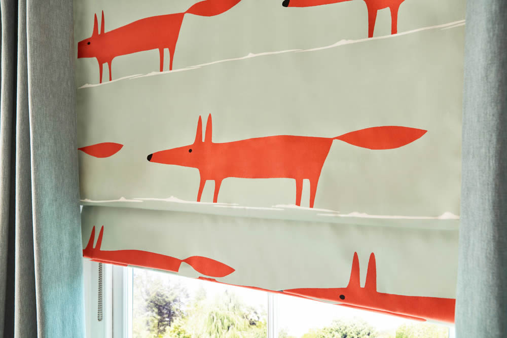 Stoff Fuchs Stoff Mr Fox Scandi Style hellblau orange NART121027