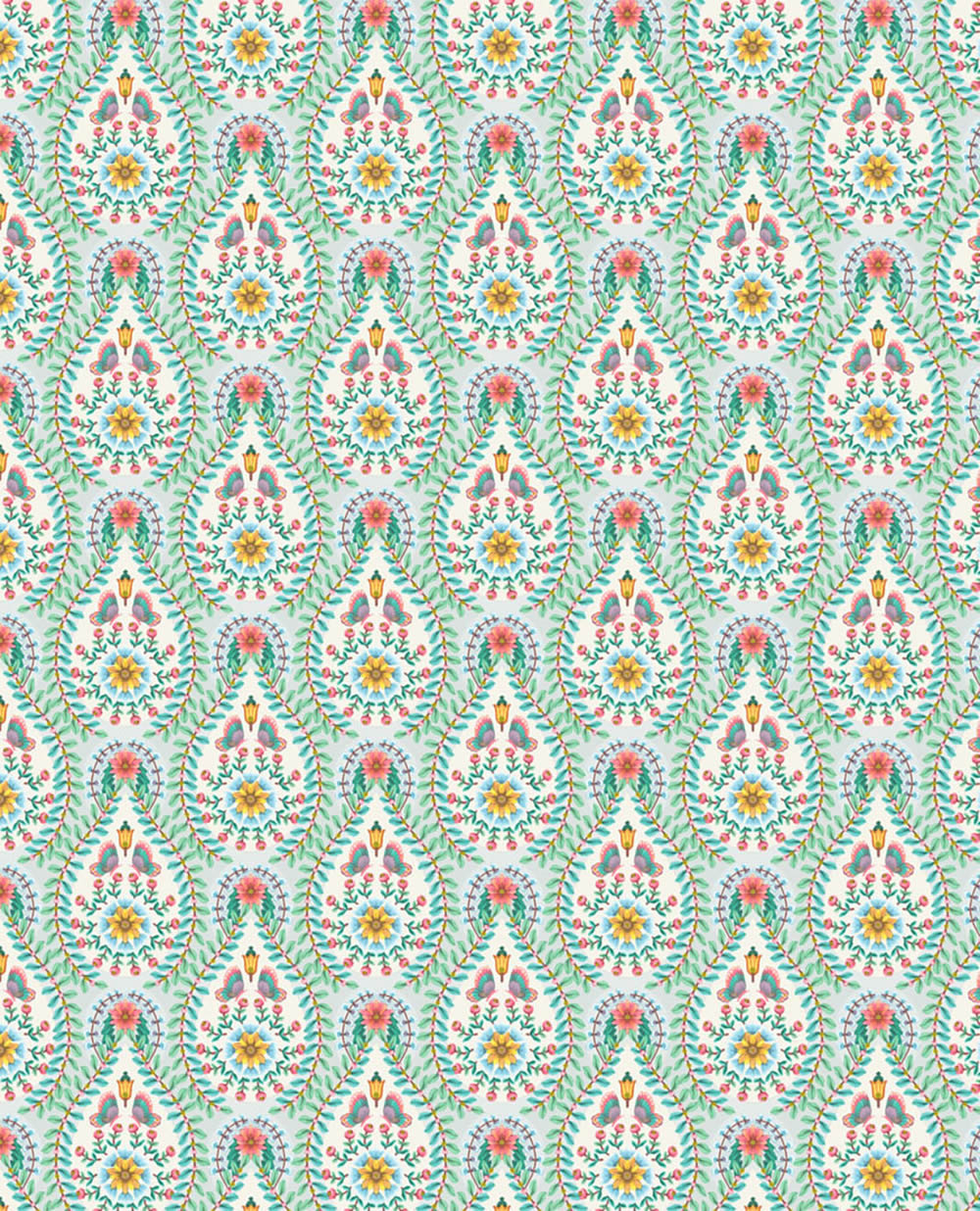 Non-woven wallpaper drops white colorful flowers Pip Studio 5 300150-55-300150