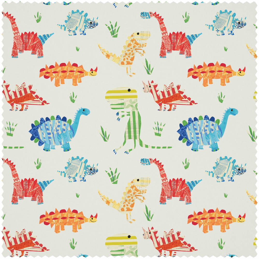 Stoff bunte Dinos Stegosaurus T-Rex Brachiosaurus graubeige HLTF120959