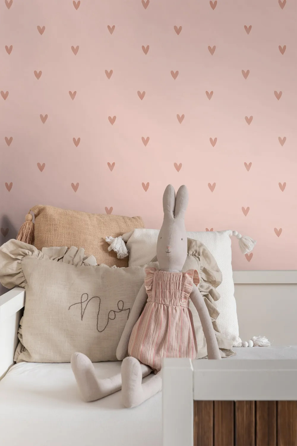 Herzmotiv-Tapete Mädchen-Vliestapete POM POM PIE rosa