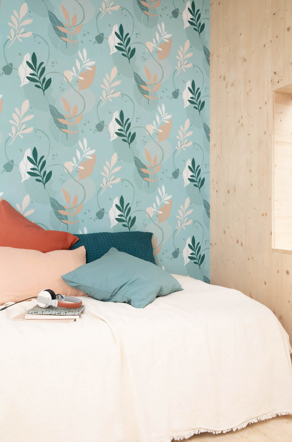 Leaf tendrils wallpaper pastel green multicolored Young and free YNF103266078-36-YNF103266078.1M