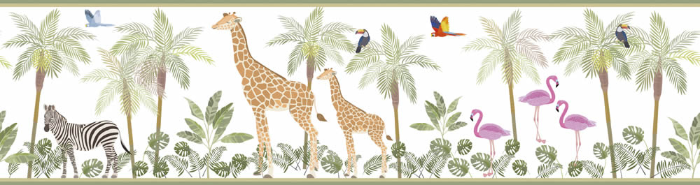 Palmen und Flamingos Borte weiß und bunt Kids Walls Marburg 45881