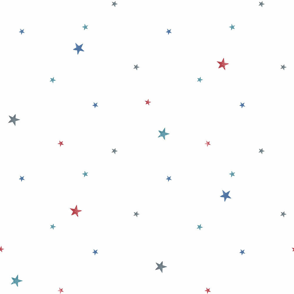 star pattern white blue and red non-woven wallpaper Tiny Tots 2 Essener G78413